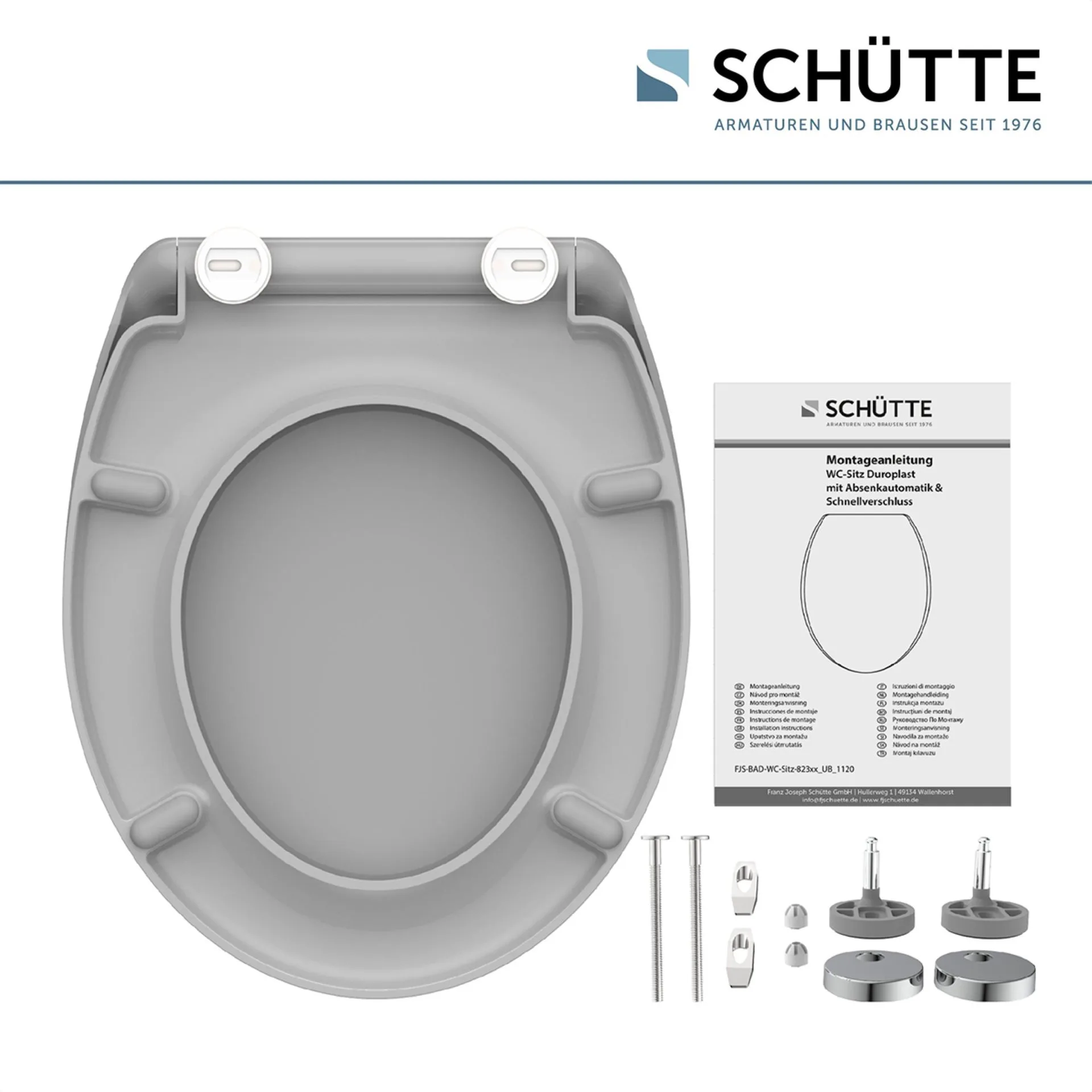 Schütte GREY WC-Sitz, mit Absenkautomatik und Schnellverschluss, Duroplast