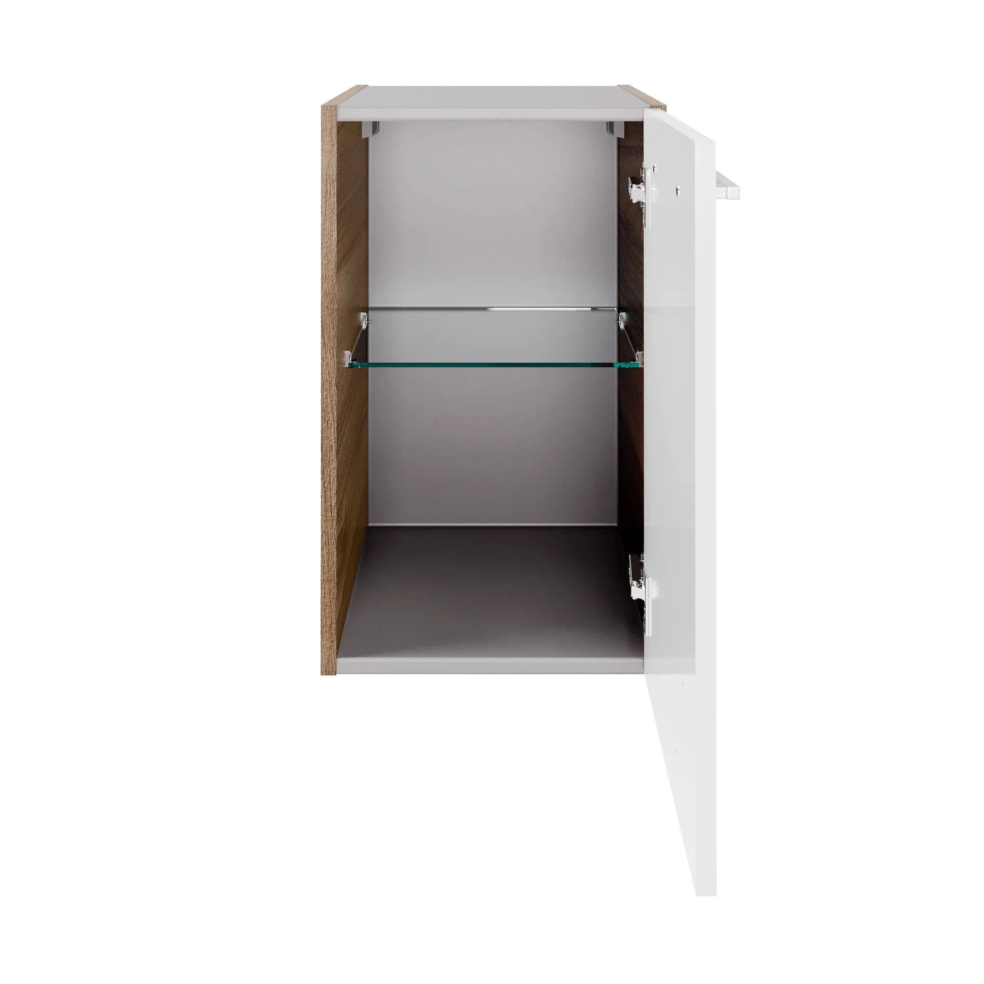 FACKELMANN VERONA Waschbecken mit Unterschrank 115 cm breit, Weiß/Braun Dunkel, Waschbecken Gussmarmor Weiß + Unterschrank Türanschlag links
