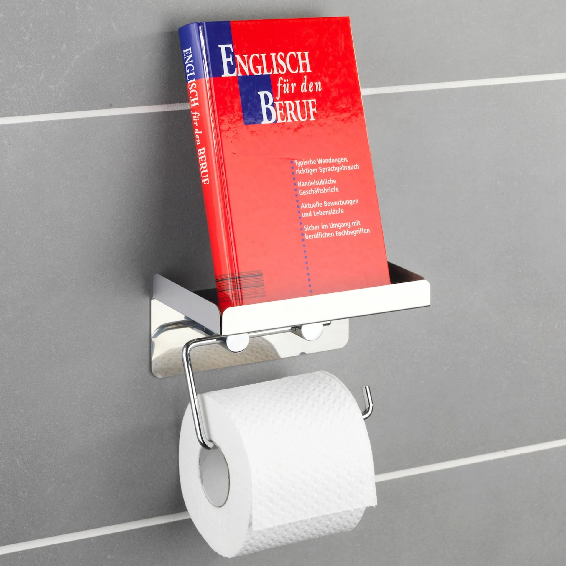 WENKO Toilettenpapierhalter 2 in 1, mit Ablage, Edelstahl rostfrei