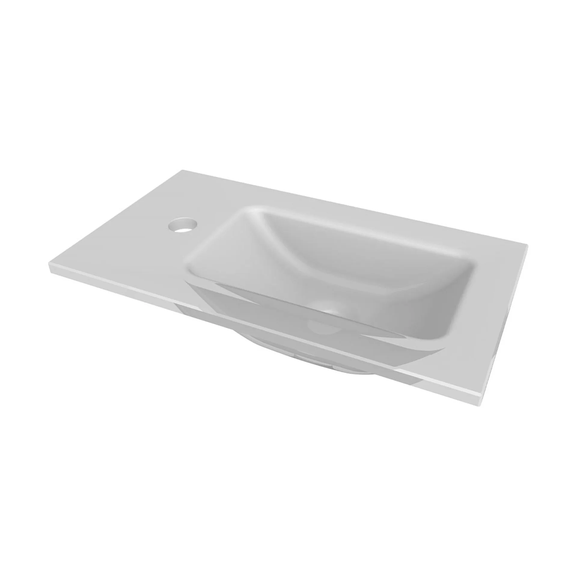 FACKELMANN SBC LUNA Gäste WC Waschtisch Set 45 cm breit, Anthrazit, Waschbecken Glas Weiß, Türanschlag rechts