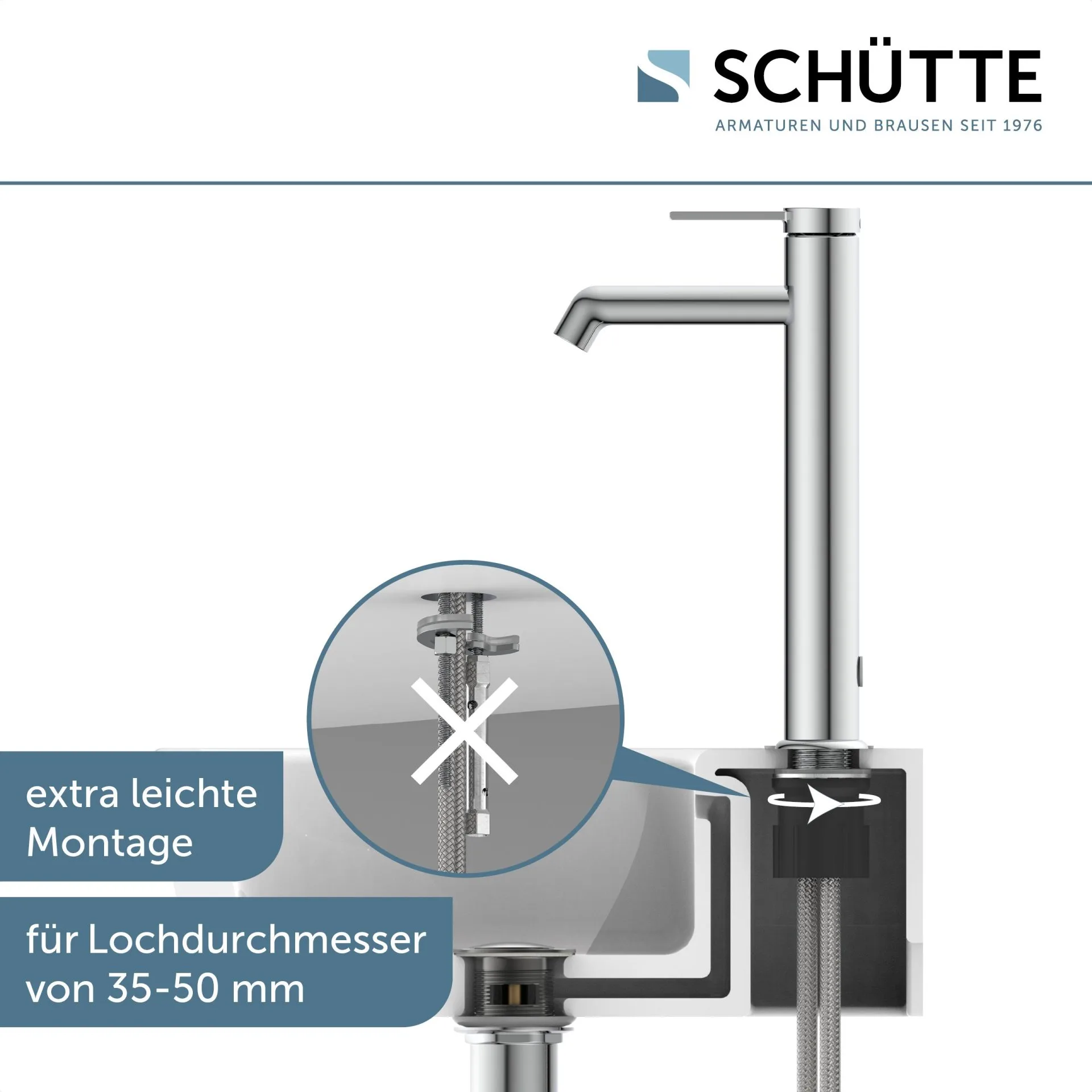 SCHÜTTE LOS ANGELES Waschtischarmatur, Chrom, für Aufsatzwaschbecken