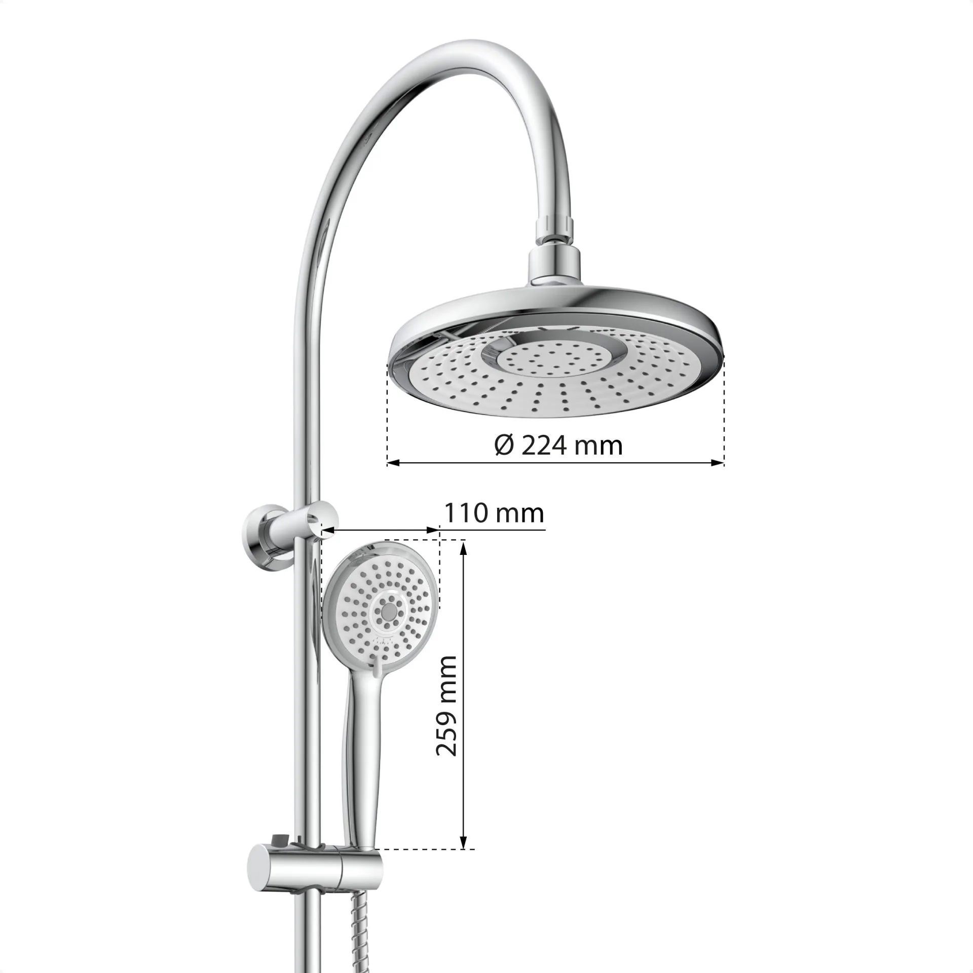 EISL SOMMERREGEN Überkopf-Brauseset, Chrom