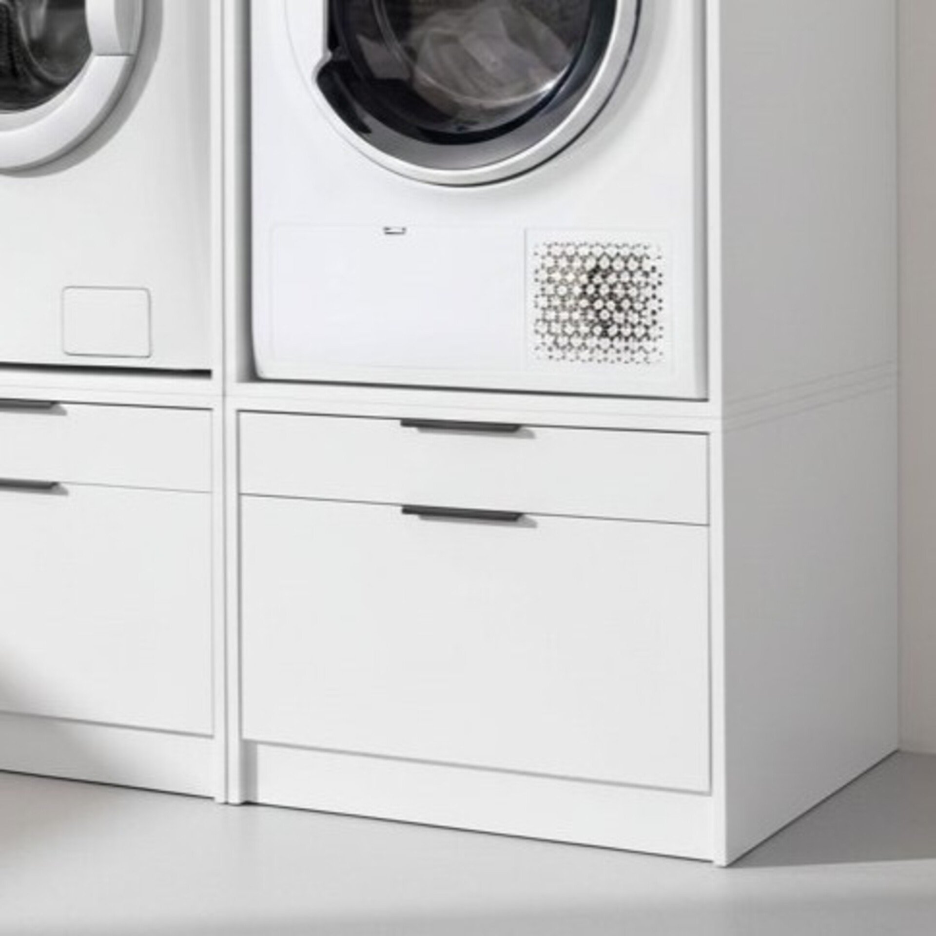 FACKELMANN Waschmaschinen Unterschrank 52 cm breit, Weiß,  Schublade + Auszug