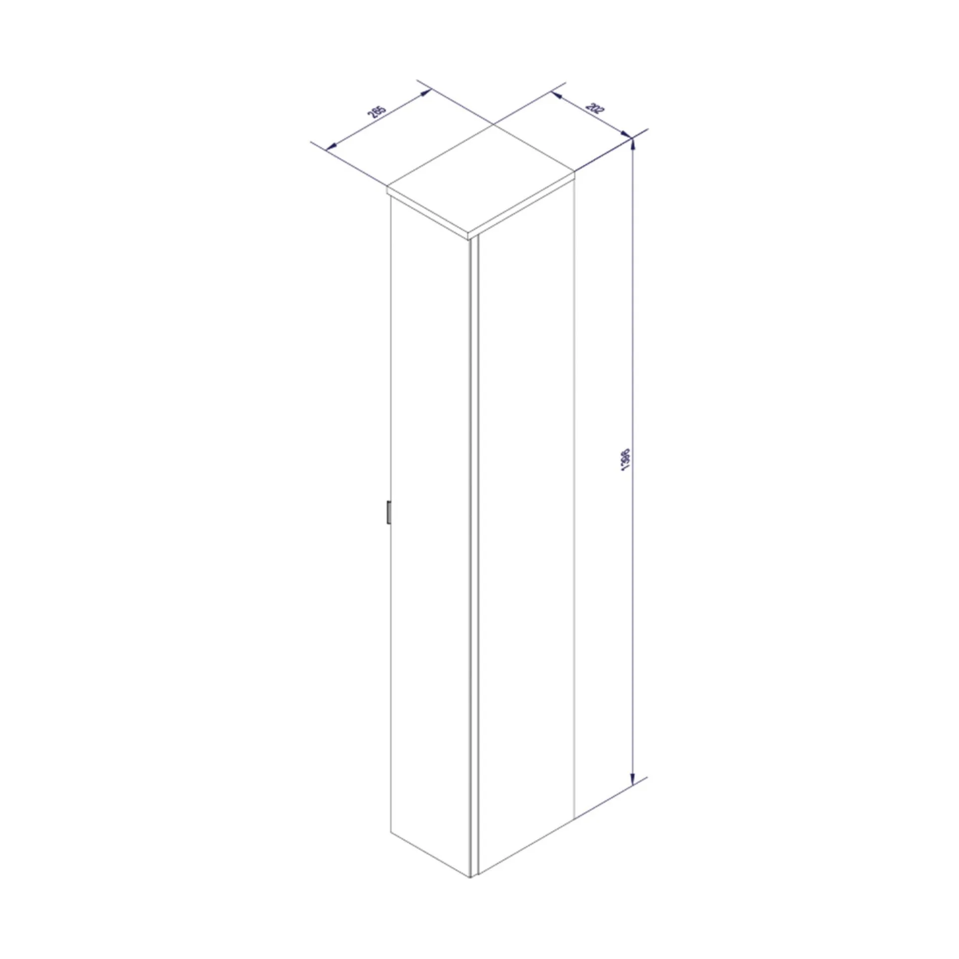 FACKELMANN LUXOR Hochschrank 20 cm breit, Braun hell, Türanschlag rechts + Spiegel