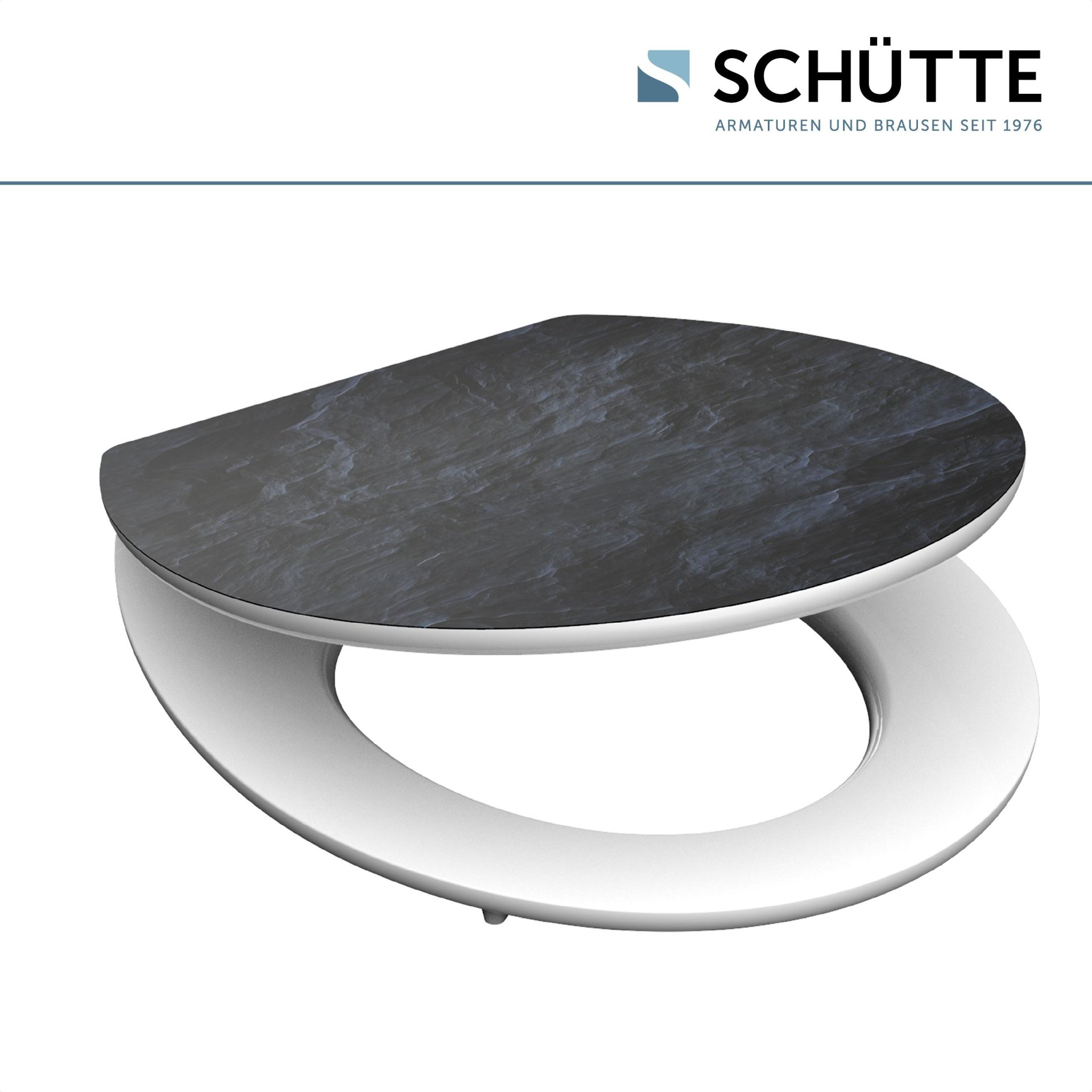 SCHÜTTE BLACK STONE WC-Sitz, MDF HG, mit Absenkautomatik