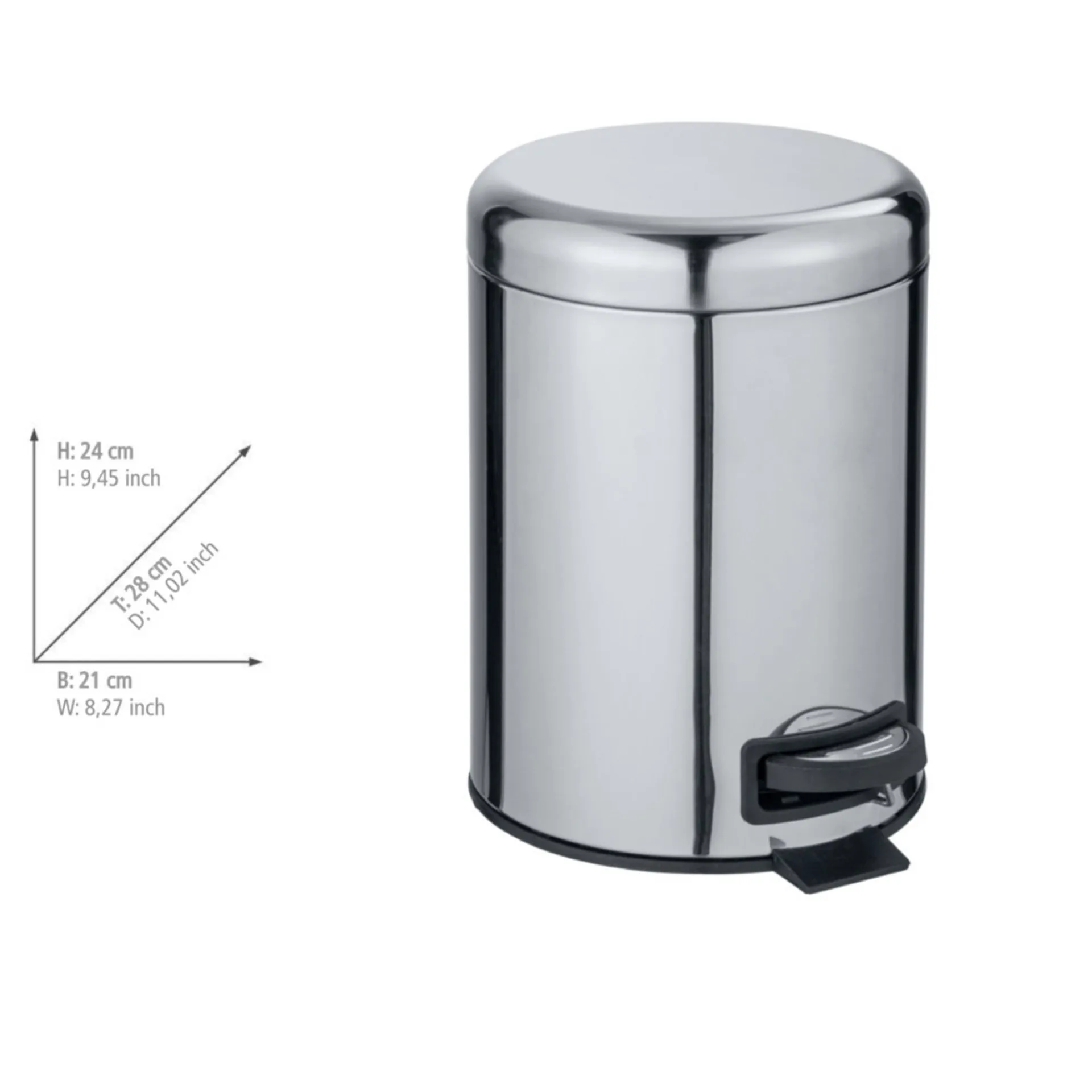 WENKO LEMAN Kosmetikeimer 5 Liter, Silber glänzend