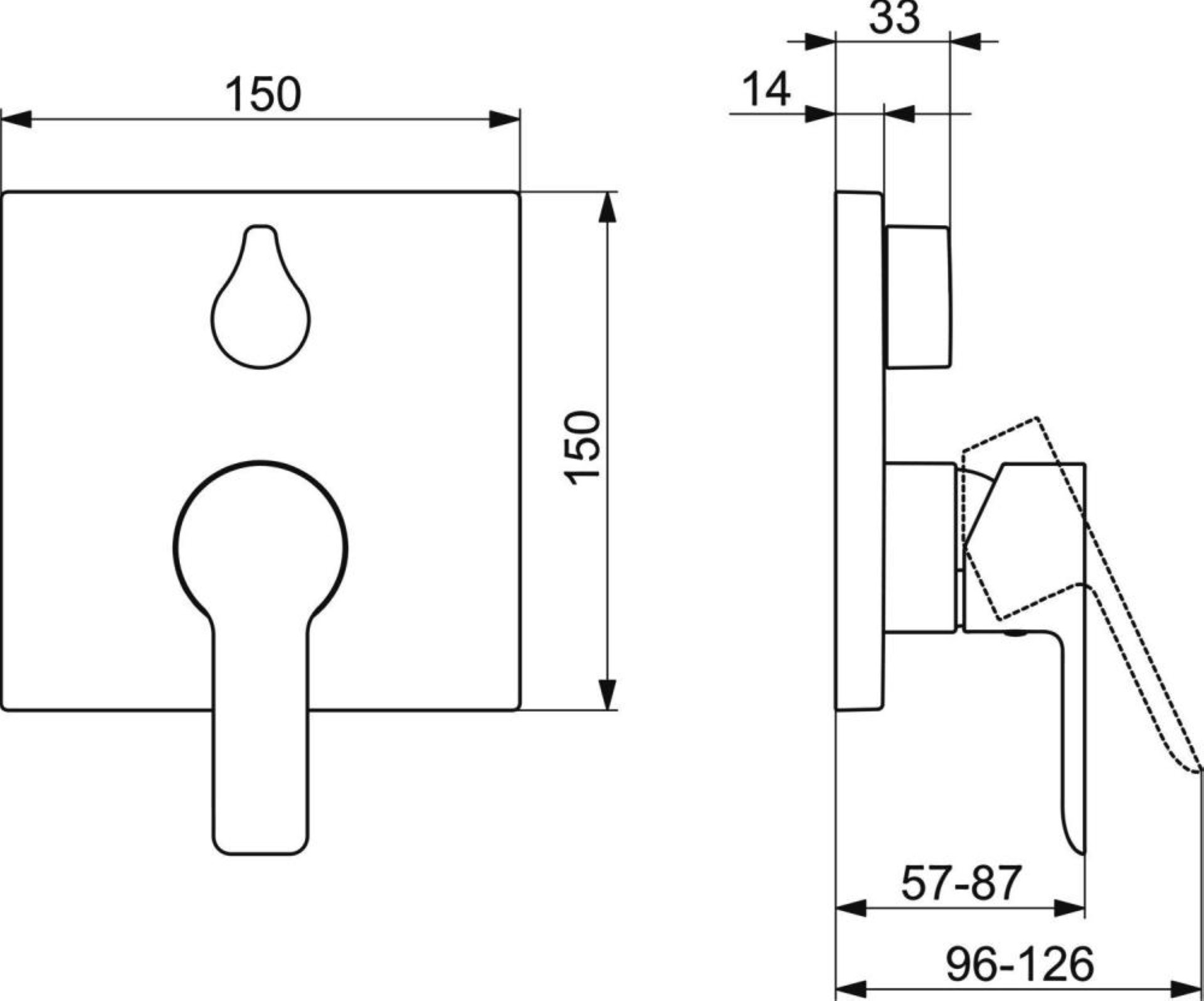 HANSA HANSALIGNA Badewannenarmatur, Chrom, eckig, Unterputz, mit Sicherheitseinrichtung