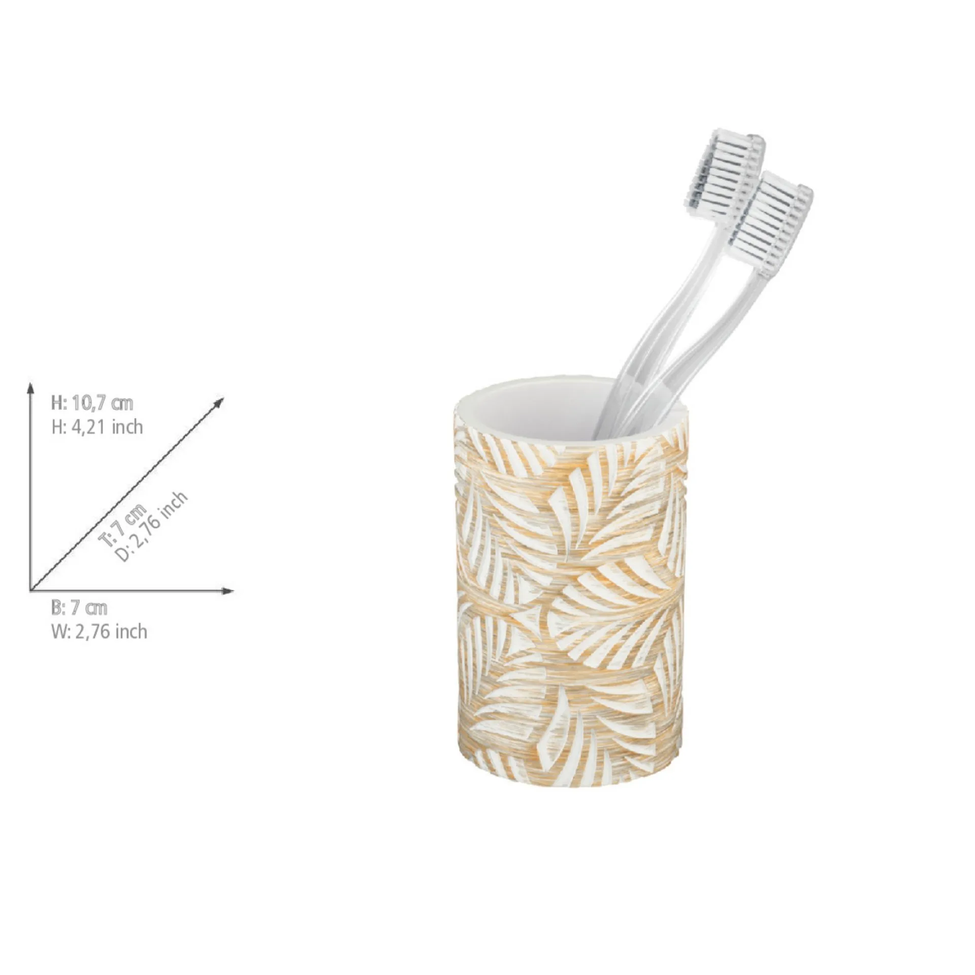 WENKO TERRALBA Accessoire Set, Weiß/Gold, Zahnputzbecher, Seifenspender, Keramik