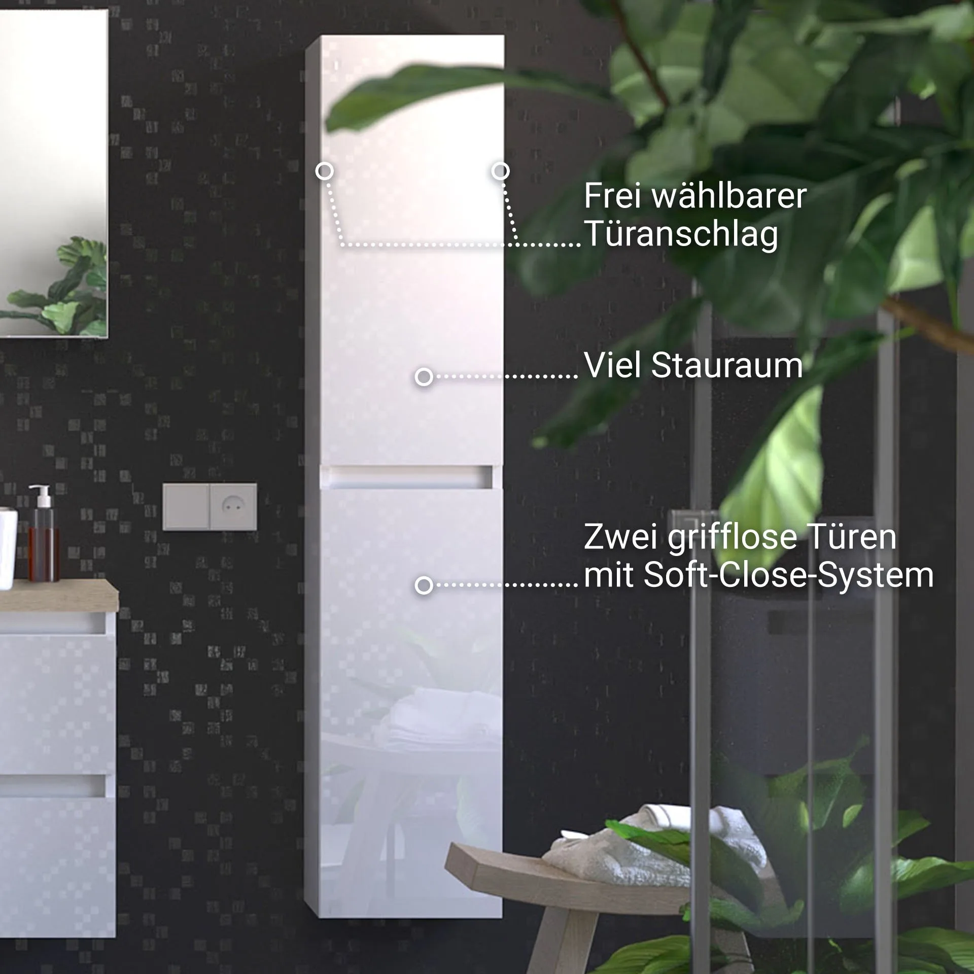 BADEDU GERS Hochschrank 30 cm breit, Weiß