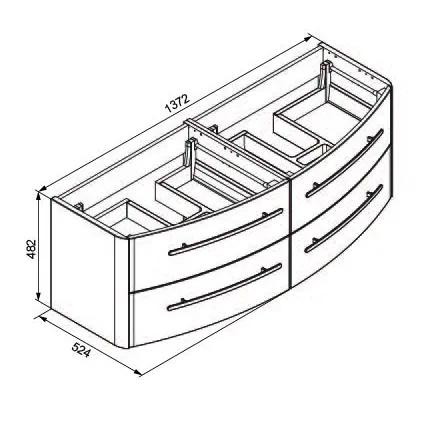 LANZET CLASSICO Waschbecken mit Unterschrank 140 cm breit, Braun hell, Doppelwaschbecken Gussmarmor Grau