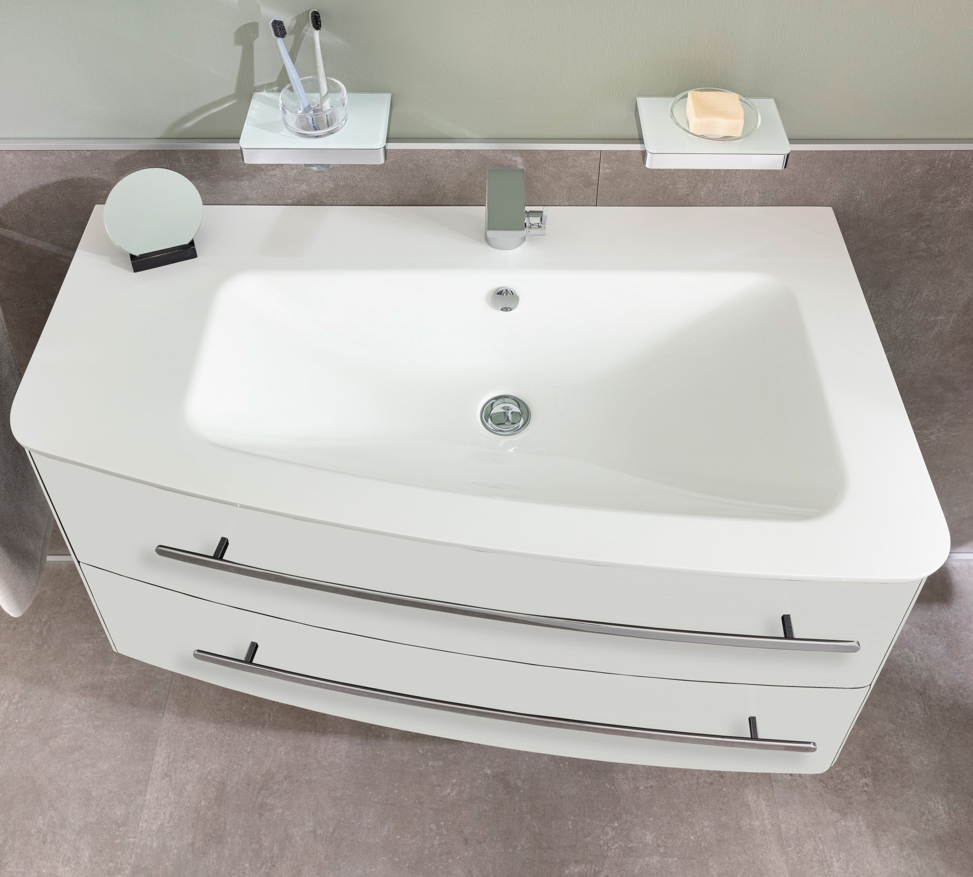 CLASSICO Waschbecken Mineralguss links weiß