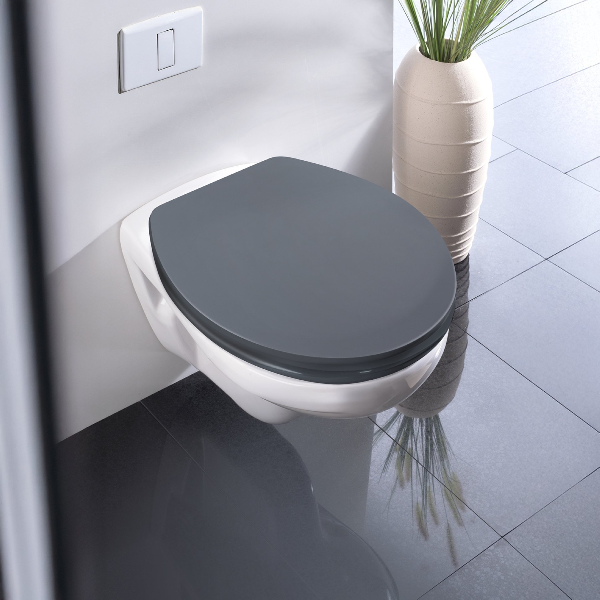 WENKO OSTUNI WC-Sitz, Grau, 300 kg Trafkraft, mit Absenkautomatik