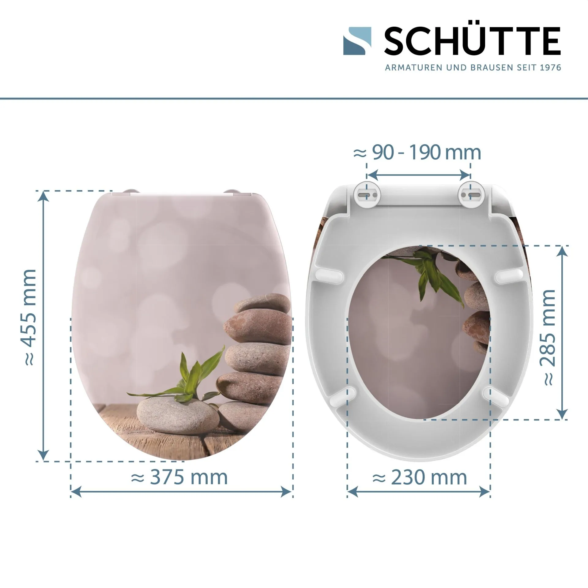 SCHÜTTE STONE PYRAMID WC-Sitz, Kunststoff, mit Absenkautomatik und Schnellverschluss