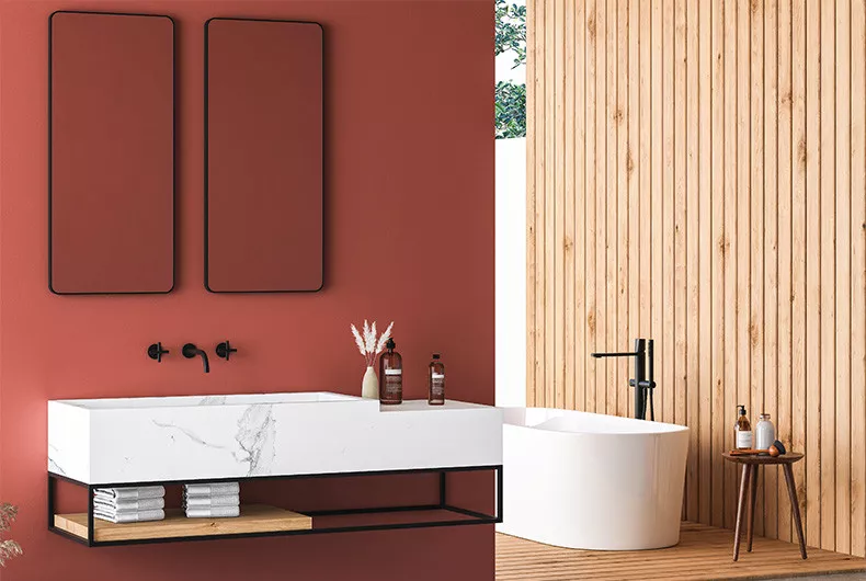 Badezimmer Wandfarbe in warmen Tönen