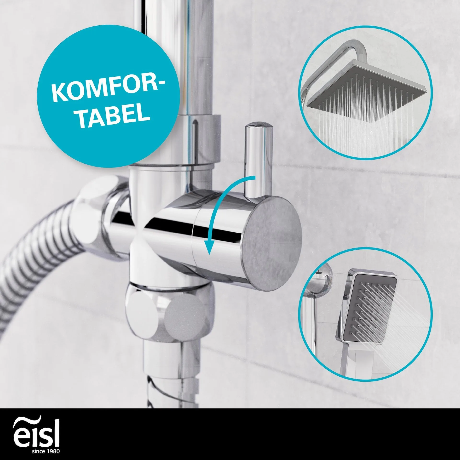 Eisl EASY ENERGY Überkopf-Brauseset, Chrom