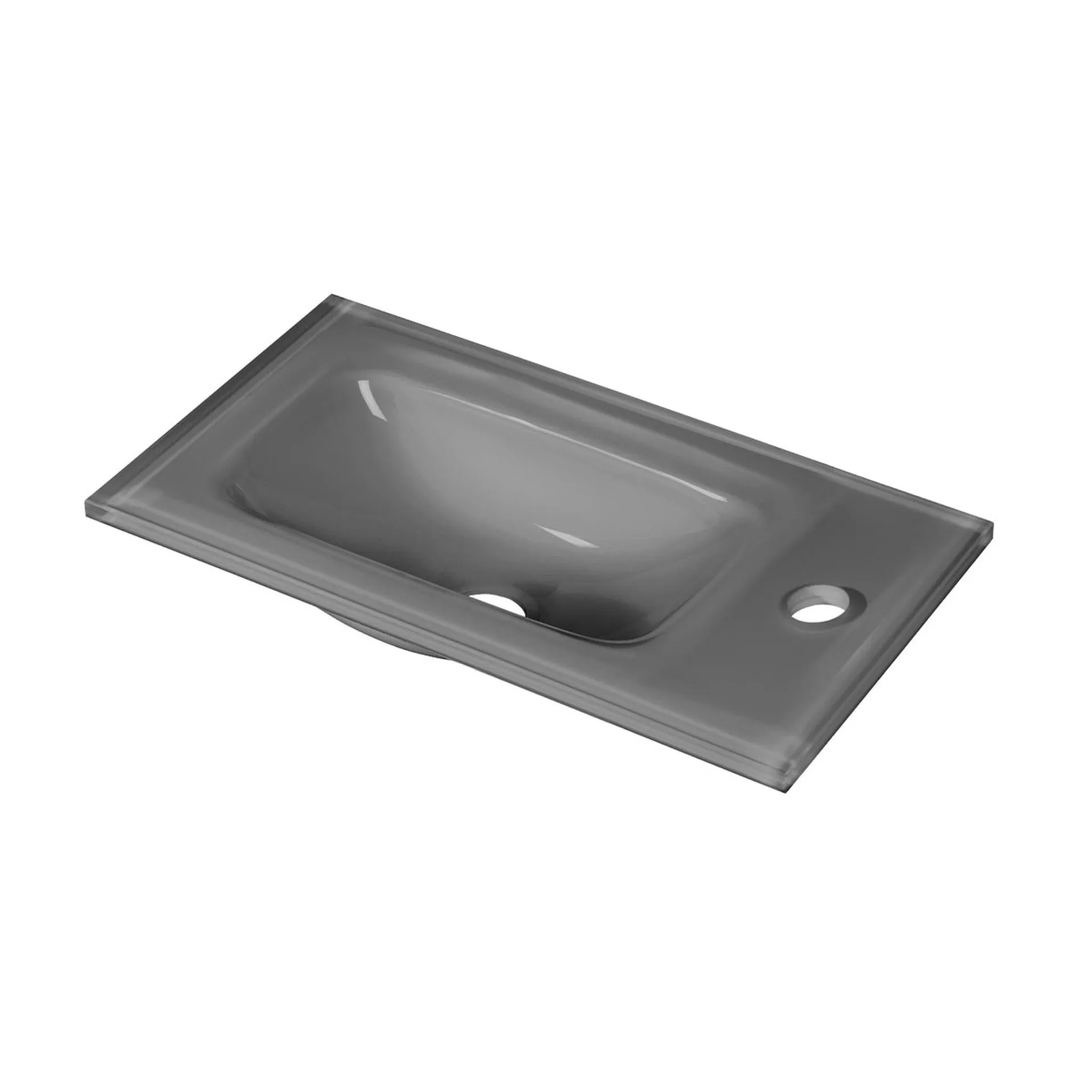 FACKELMANN SBC SCENO Gäste WC Waschtisch Set 45 cm breit, Weiß, Waschbecken Glas Anthrazit, Türanschlag rechts