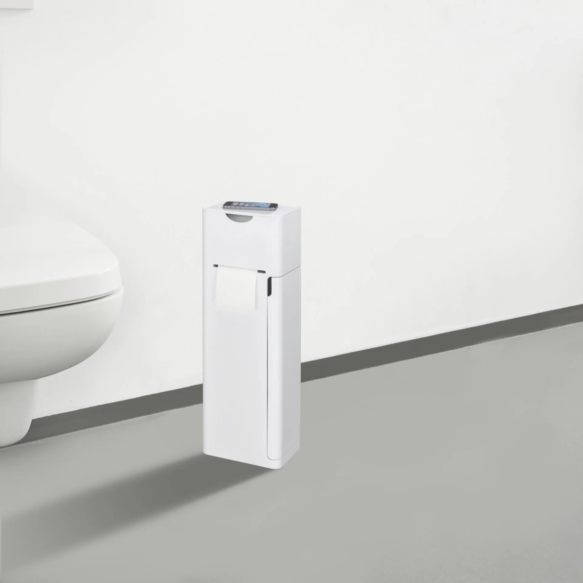 WENKO IMON WC-Garnitur, Weiß matt, mit Toilettenpapierhalter und Ablage