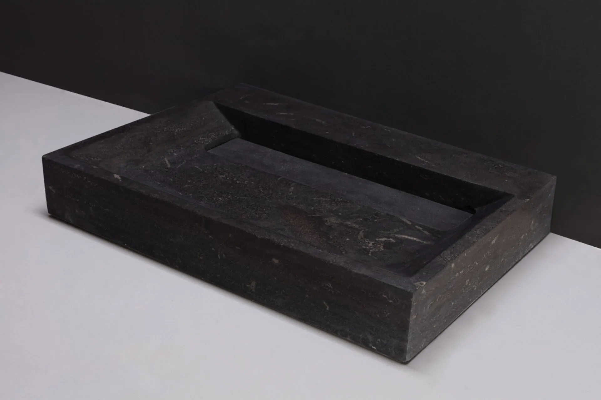 FORZALAQUA BELLEZZA Waschbecken 60 cm breit, Bluestone, Naturstein, ohne Hahnloch