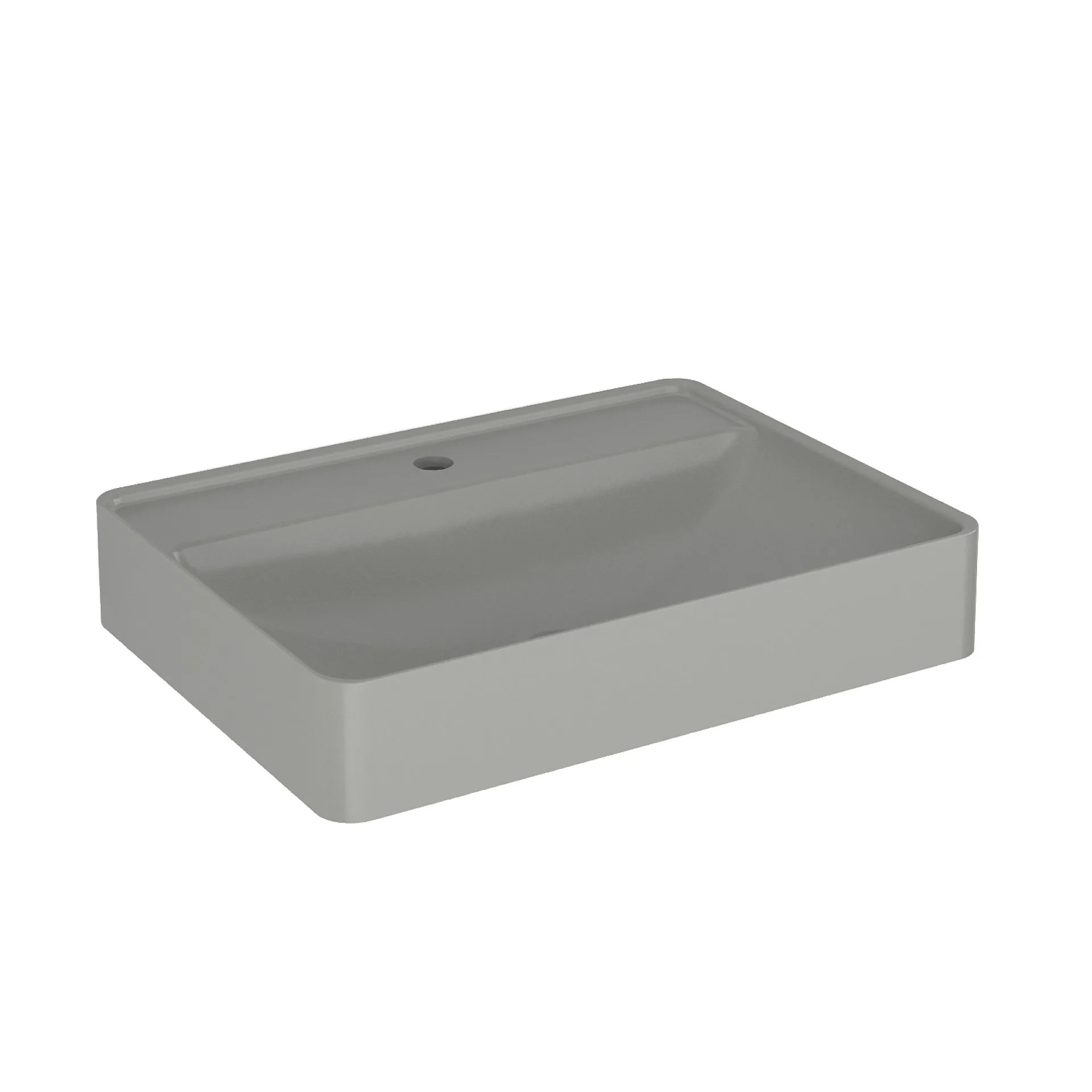 BADEDU SORA Waschbecken mit Unterschrank 60 cm breit, Weiß matt, Waschbecken Quarzkomposit Grau, aus Aluminium, mit Füßen