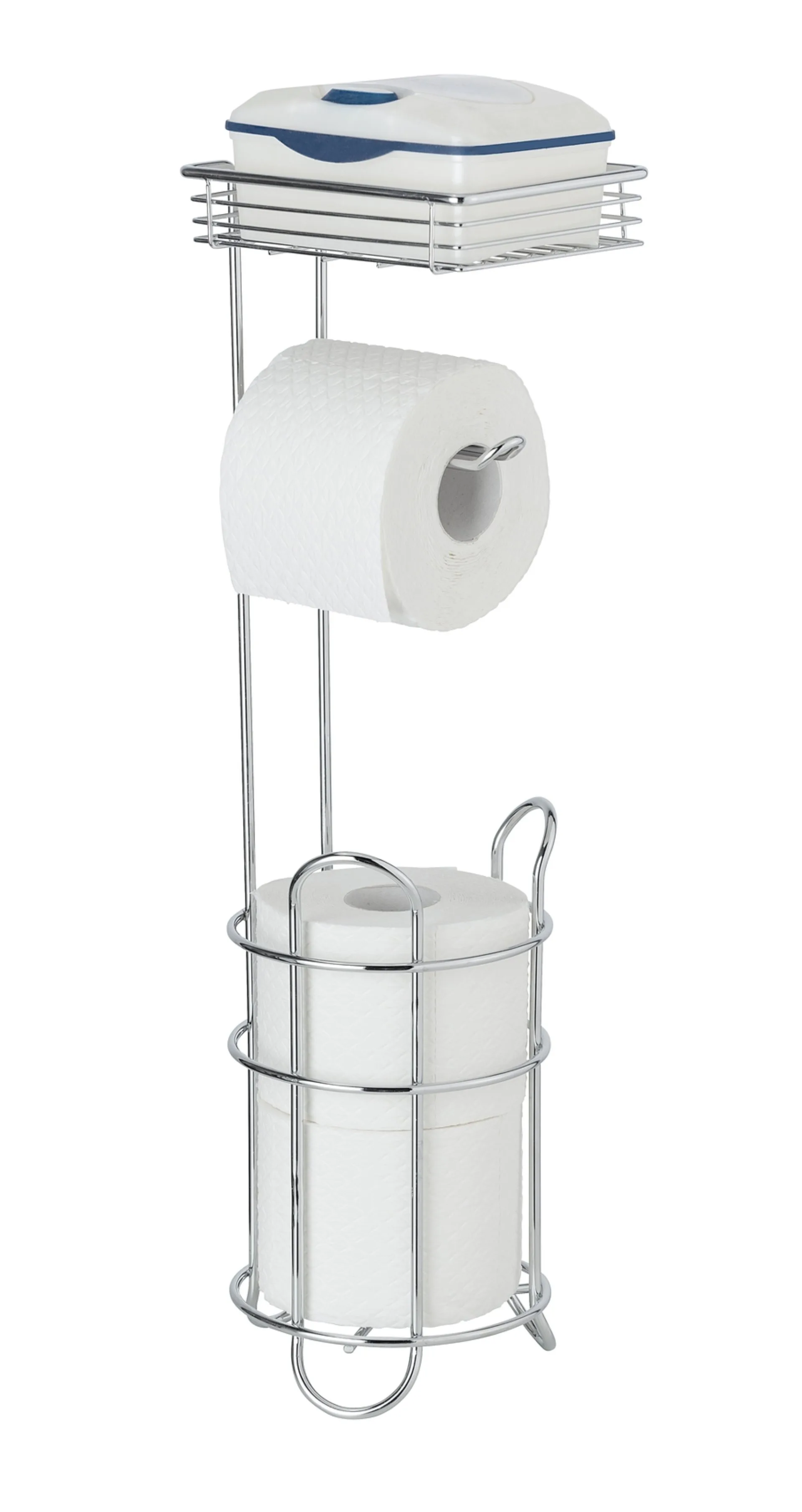 WENKO Toilettenpapierhalter, Chrom, mit Bevorrater und Ablage