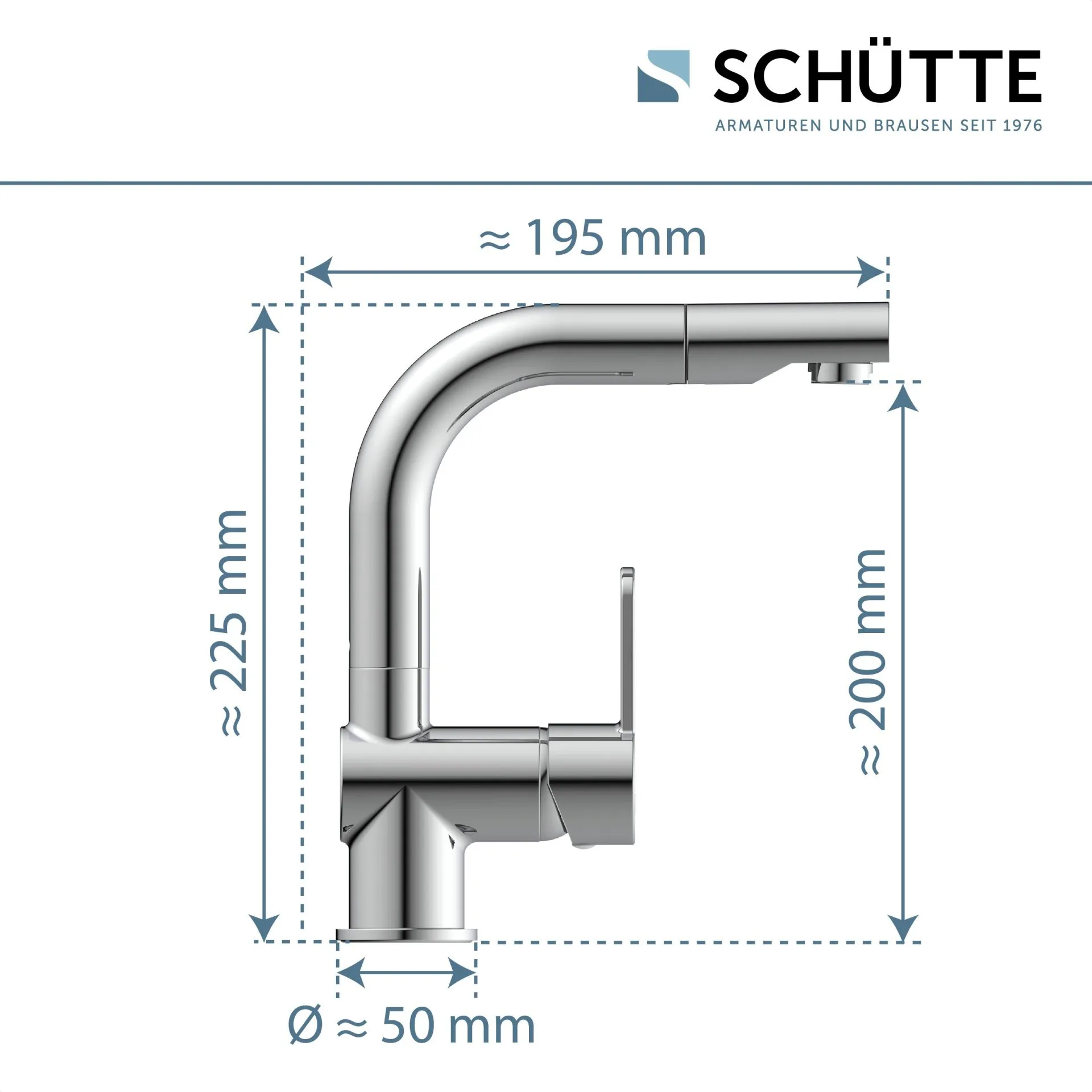 Schütte LONDON Waschtischarmatur, Chrom, mit herausziehbarer Haarbrause