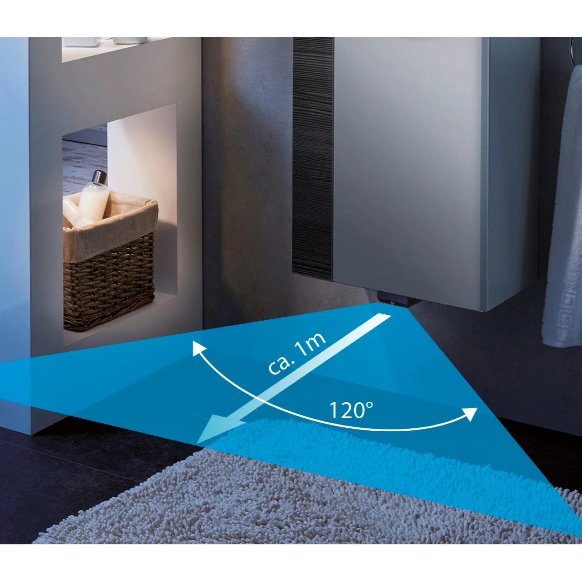 LANZET M9 Waschtisch Set mit Spiegel 70 cm breit, Weiß, Waschbecken Gussmarmor Weiß + LED Spiegel + Waschbeckenbeleuchtung