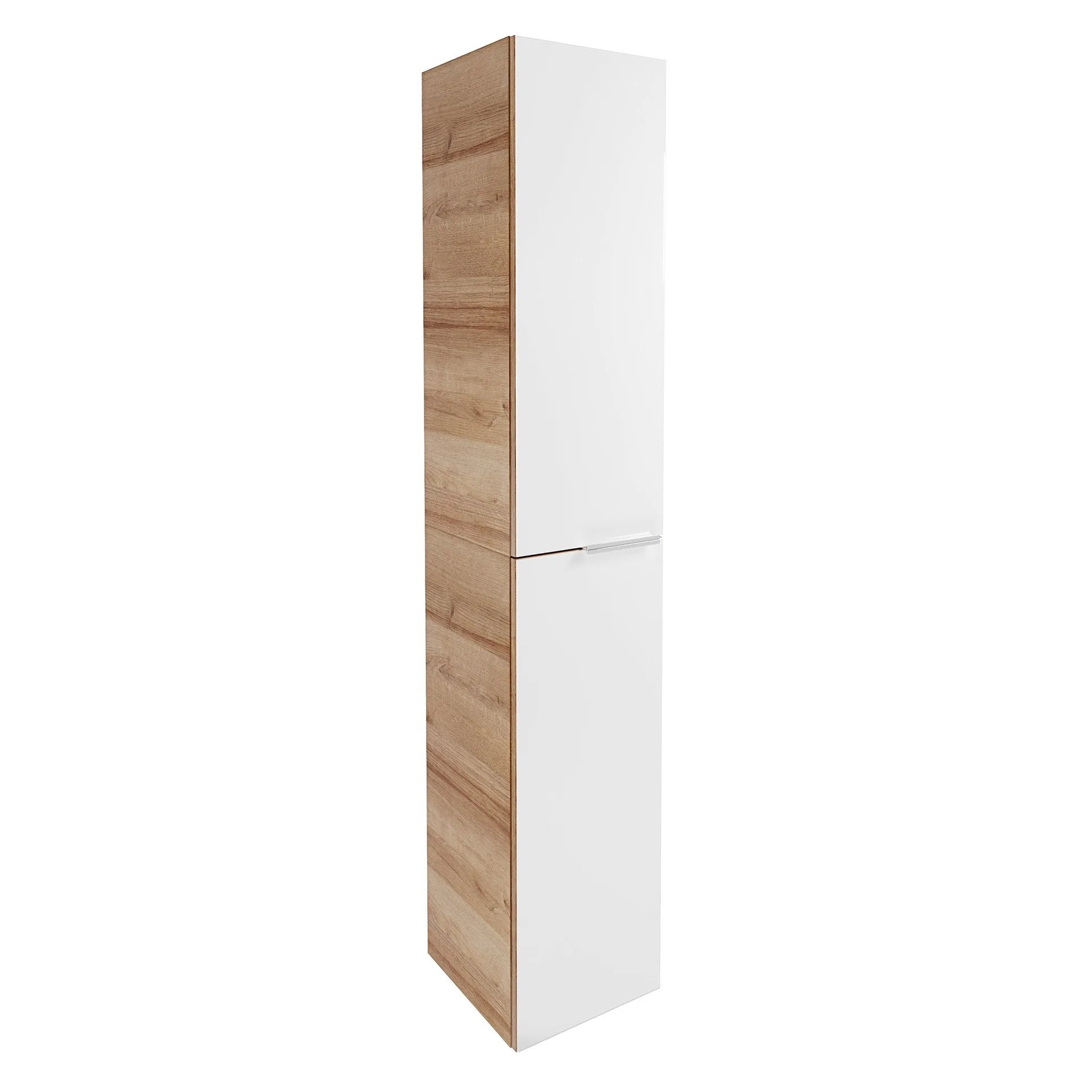 Fackelmann B.BRILLANT Hochschrank, 30 cm breit, Weiß Glas/Braun hell
