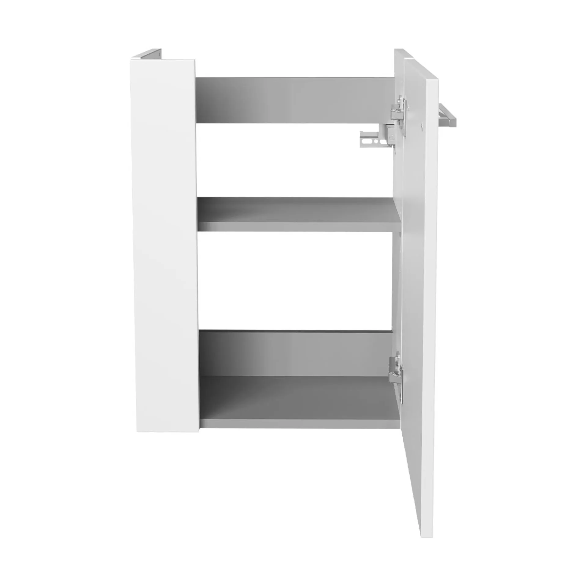 FACKELMANN SBC SCENO Gäste WC Waschtisch Set 45 cm breit, Weiß, Waschbecken Glas Anthrazit, Türanschlag rechts