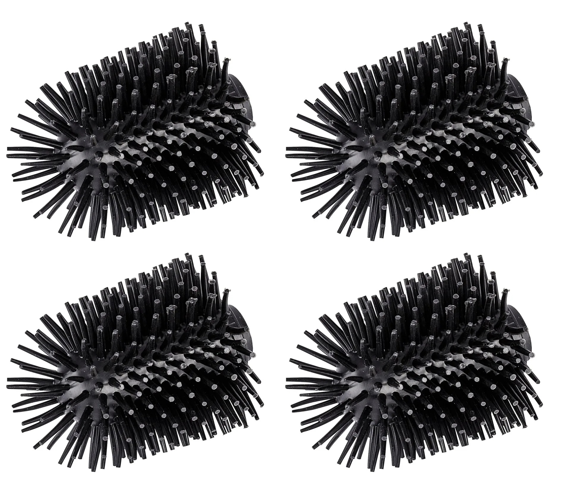 WENKO Ersatzbürstenkopf Ø 7,5 cm, 4er Set, Schwarz, Silikon