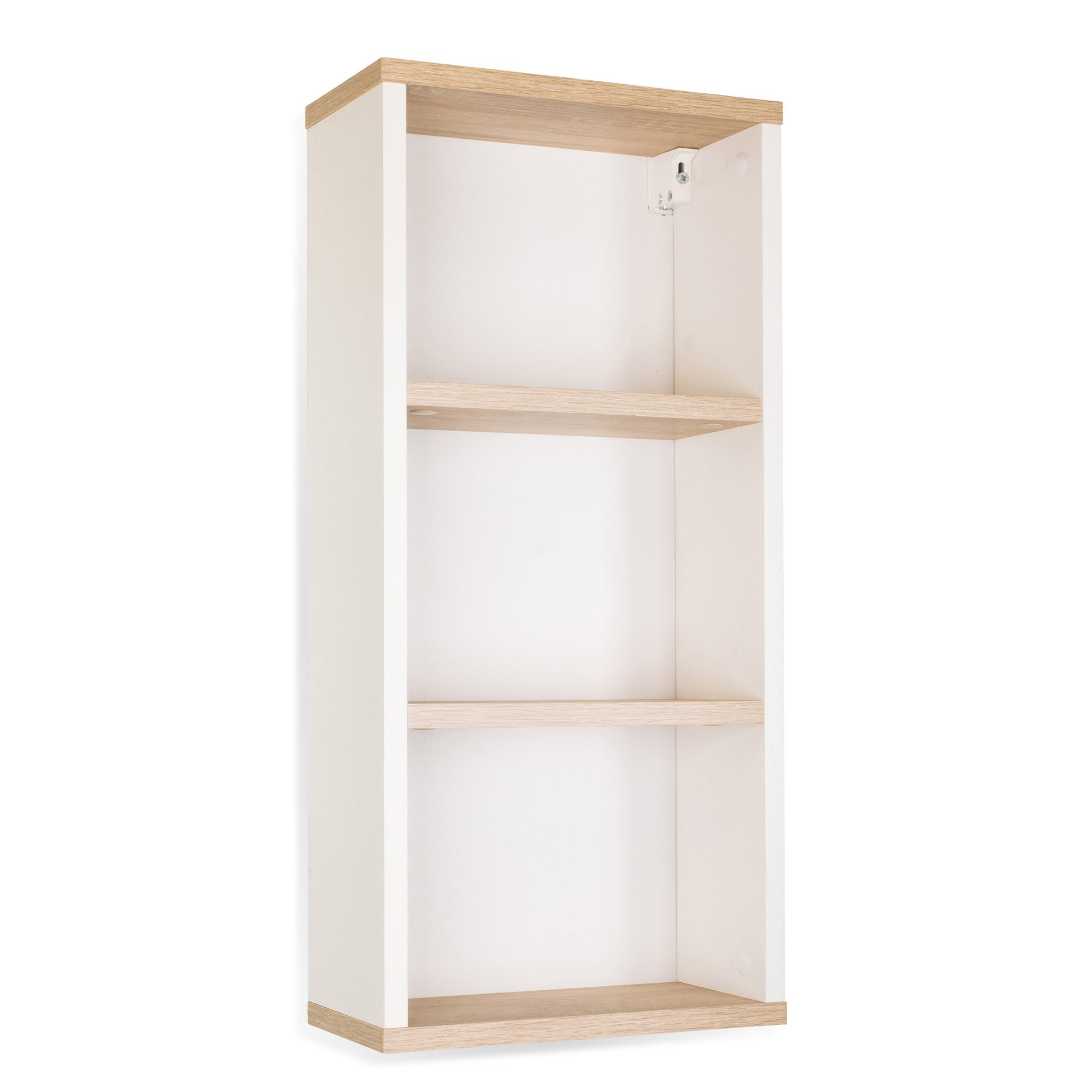 BadeDu ARC Badregal 30 cm, 3 Fächer, Weiß/Braun hell