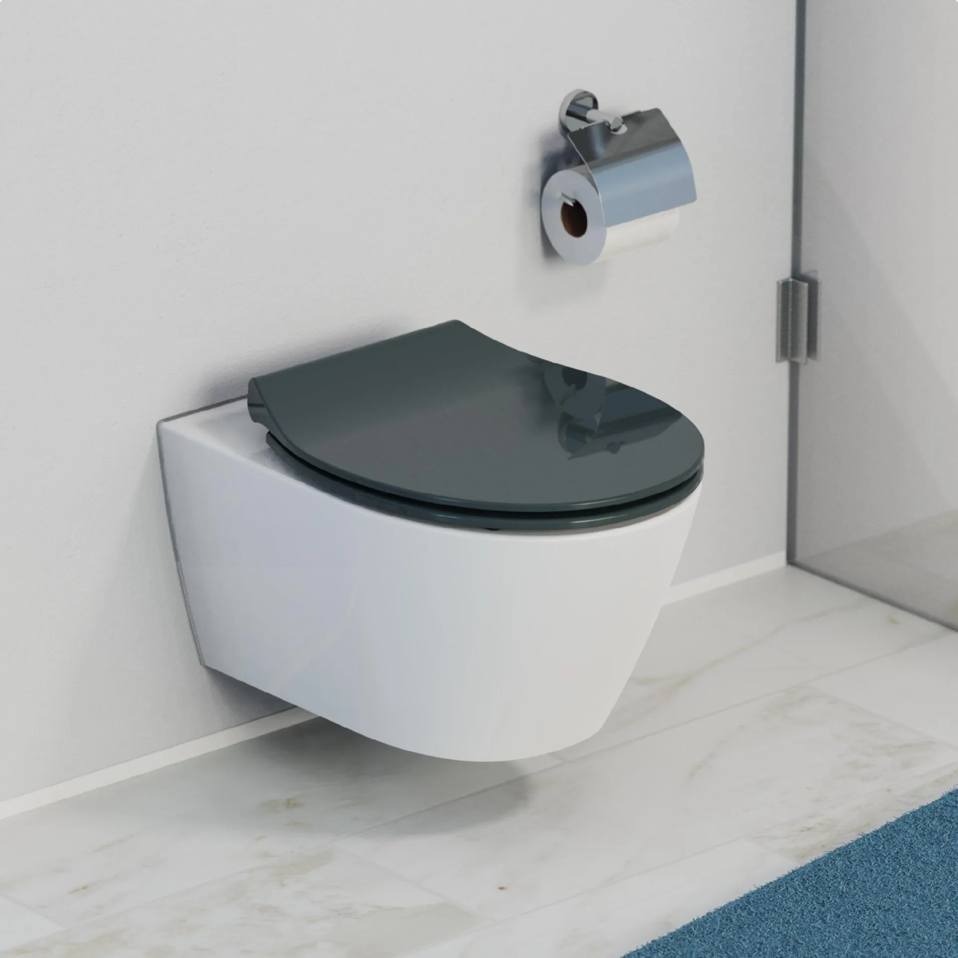 SCHÜTTE SLIM ANTHRAZIT WC-Sitz, Kunststoff, mit Absenkautomatik und Schnellverschluss