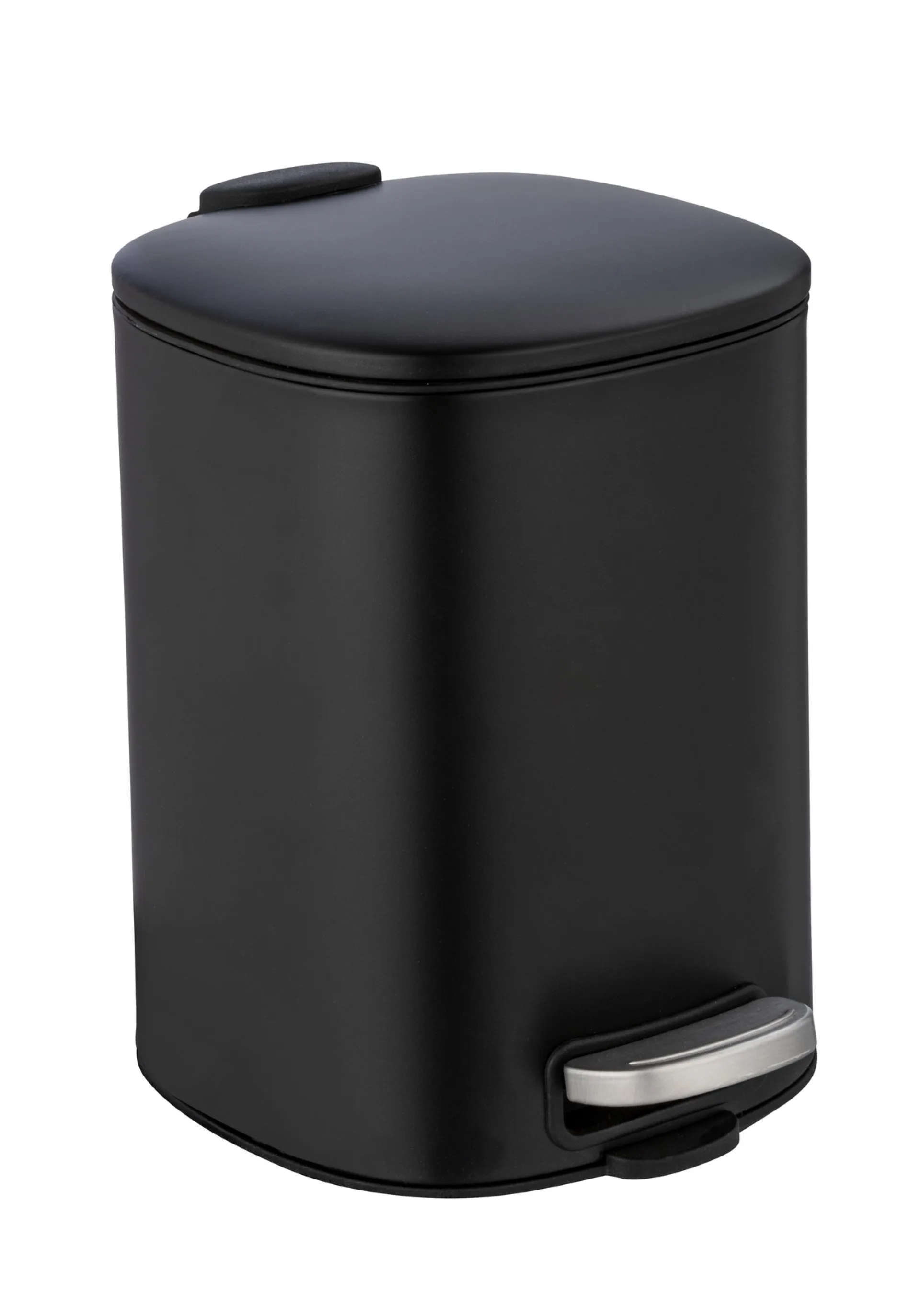 WENKO ALASSIO Kosmetikeimer 5 Liter, Schwarz, Edelstahl, mit Absenkautomatik