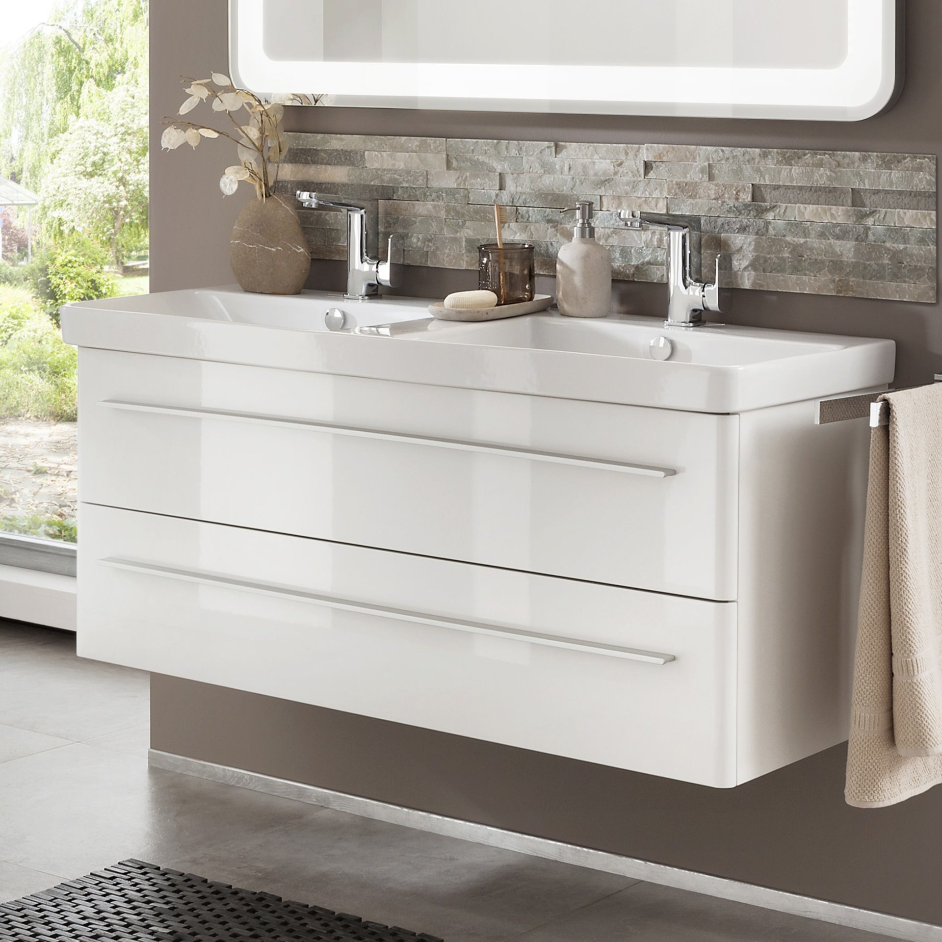 LANZET K8 Waschbeckenunterschrank 116 cm Weiß