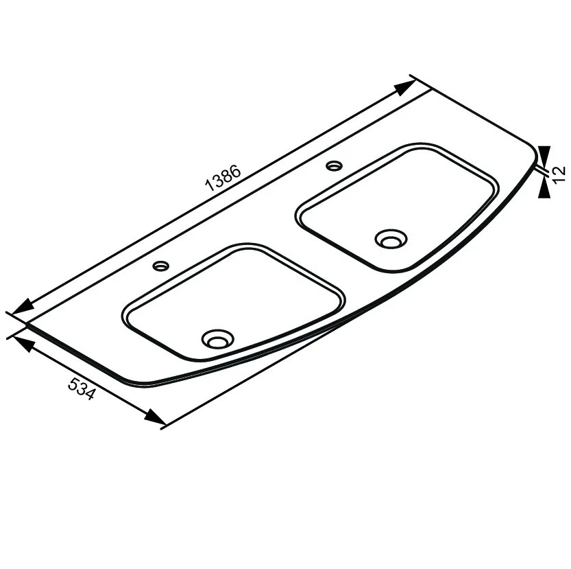 LANZET CLASSICO Waschbecken mit Unterschrank 140 cm breit, Braun hell, Doppelwaschbecken Gussmarmor Grau