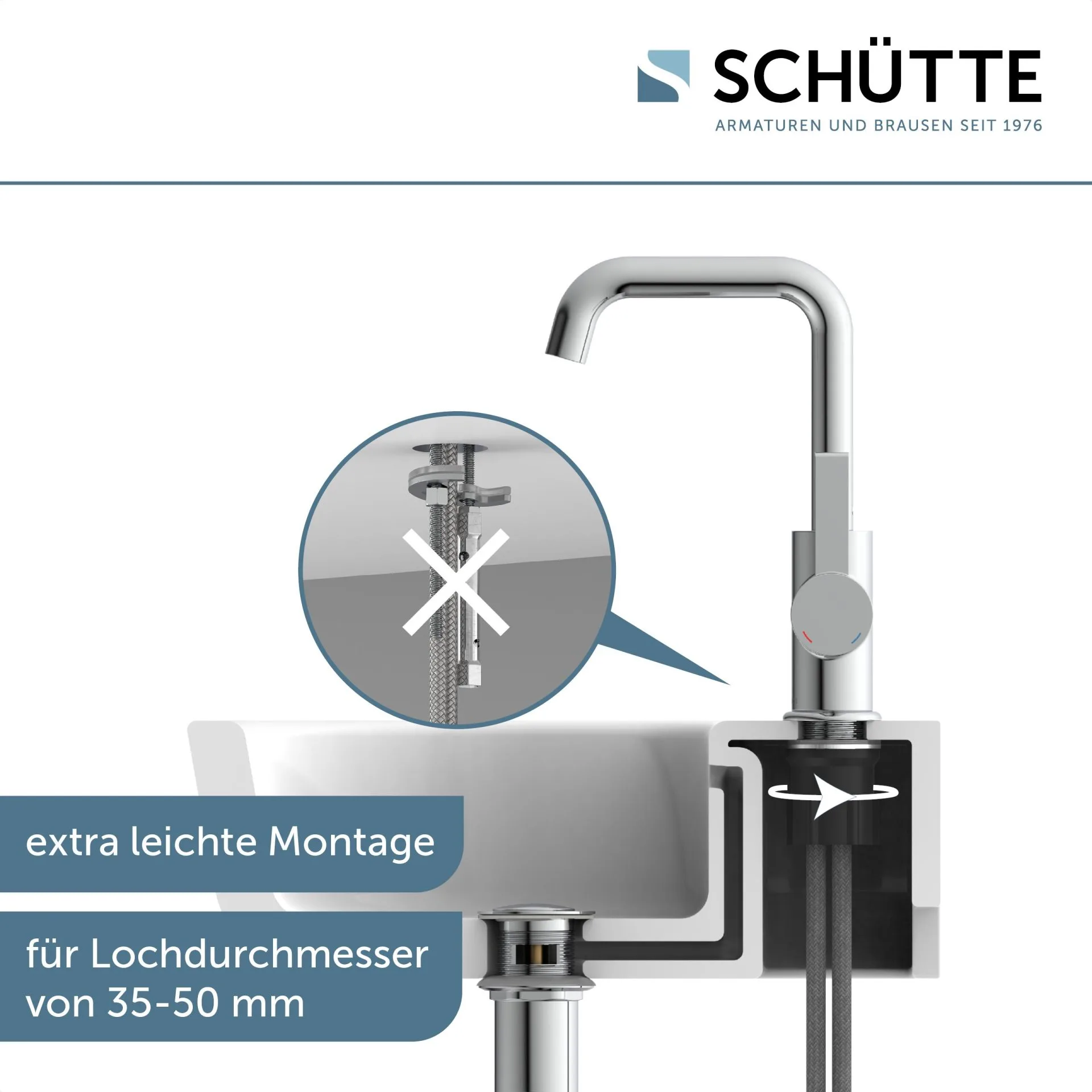 SCHÜTTE LOS ANGELES Waschtischarmatur, Chrom, schwenkbar