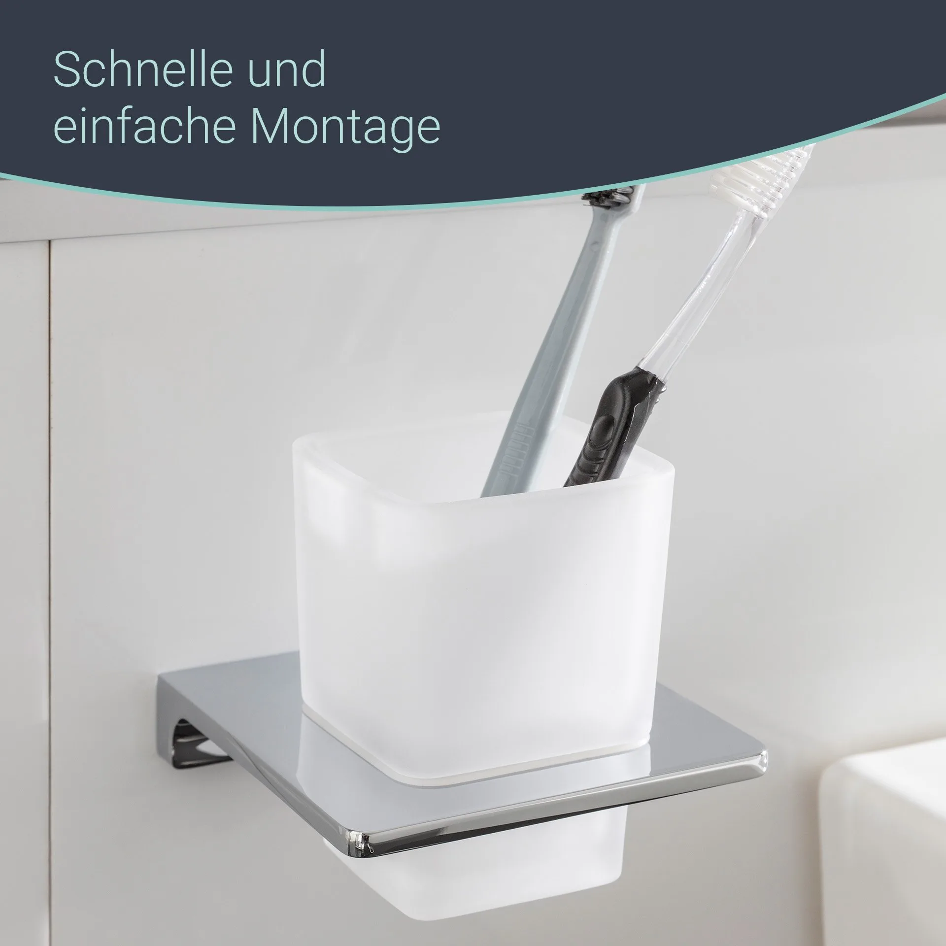 BadeDu SIRIUS Glas mit Halter Chrom