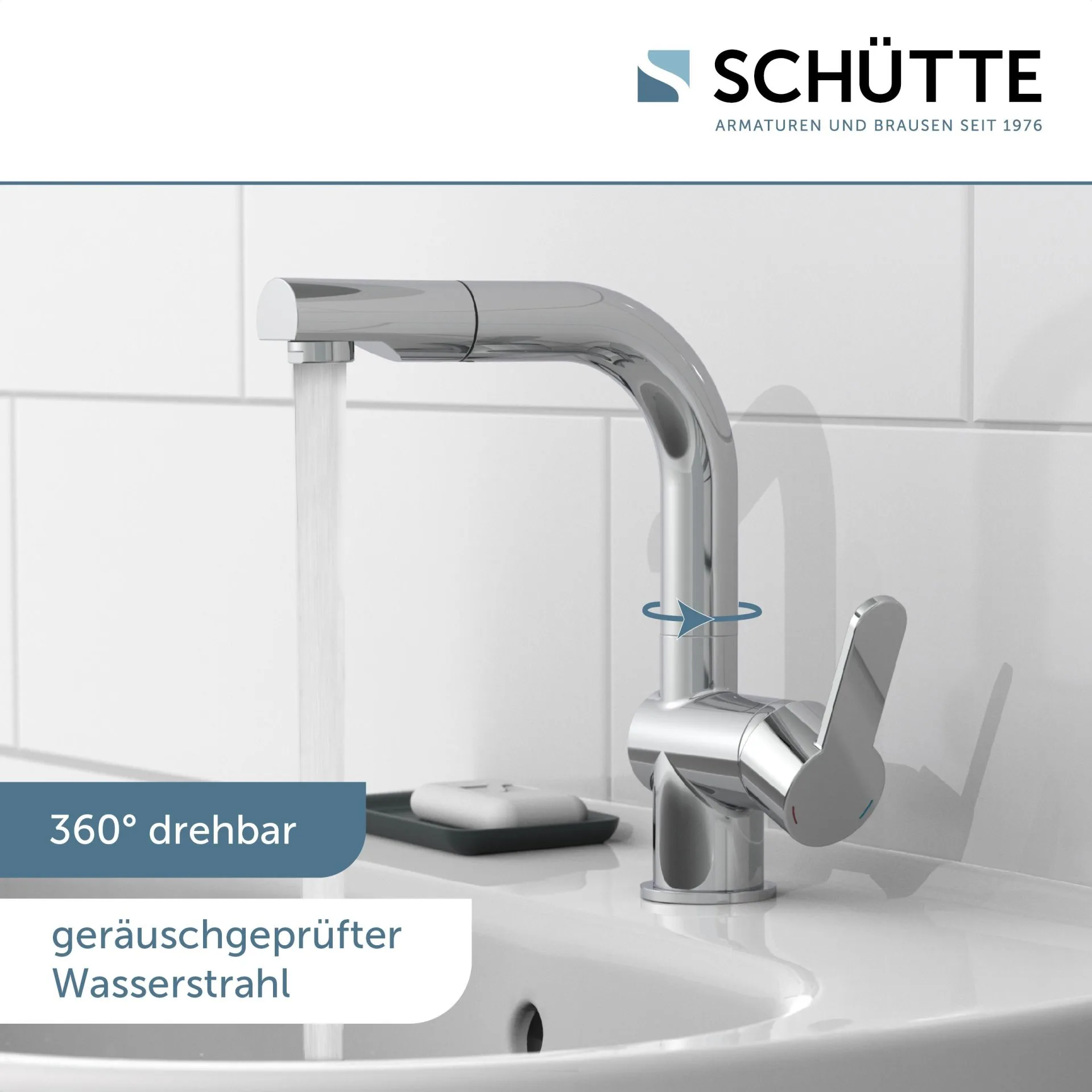 Schütte LONDON Waschtischarmatur, Chrom, mit herausziehbarer Haarbrause