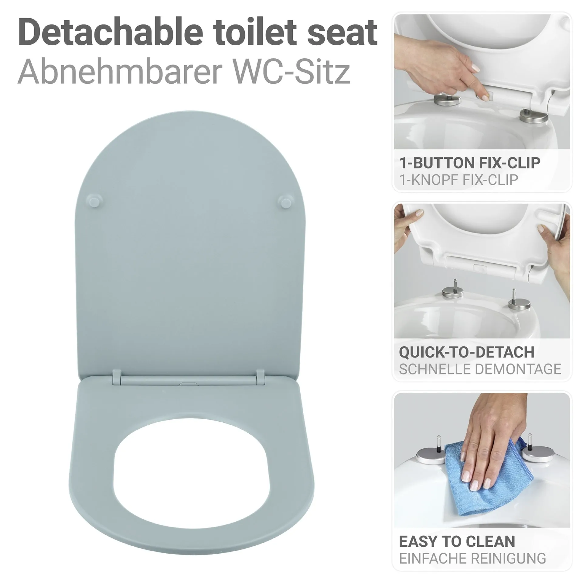 WENKO GALATI WC-Sitz, Blau matt, mit Absenkautomatik, Soft-Touch-Effekt