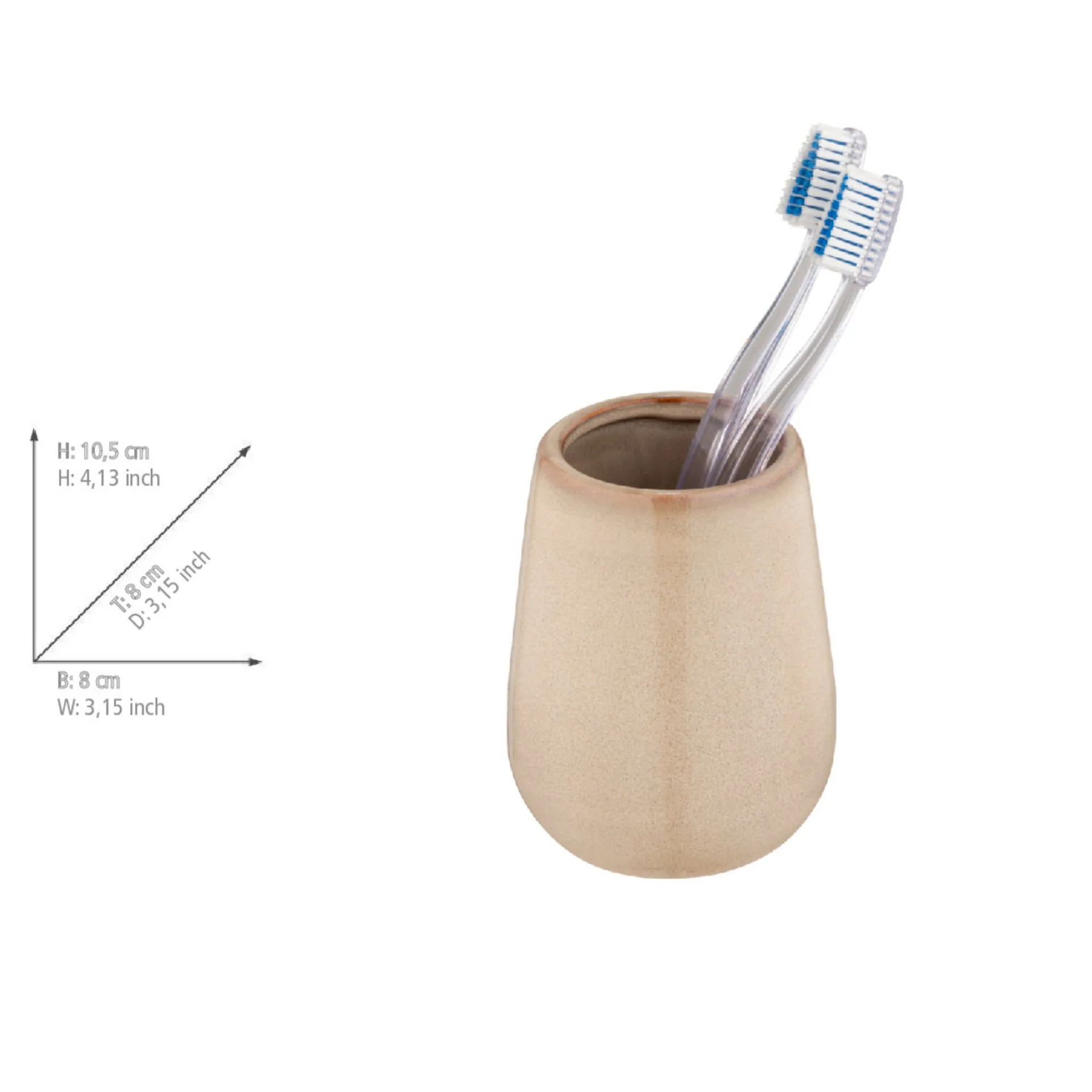 WENKO SIRMIONE Accessoire Set, Beige, Zahnputzbecher, Seifenspender, Keramik