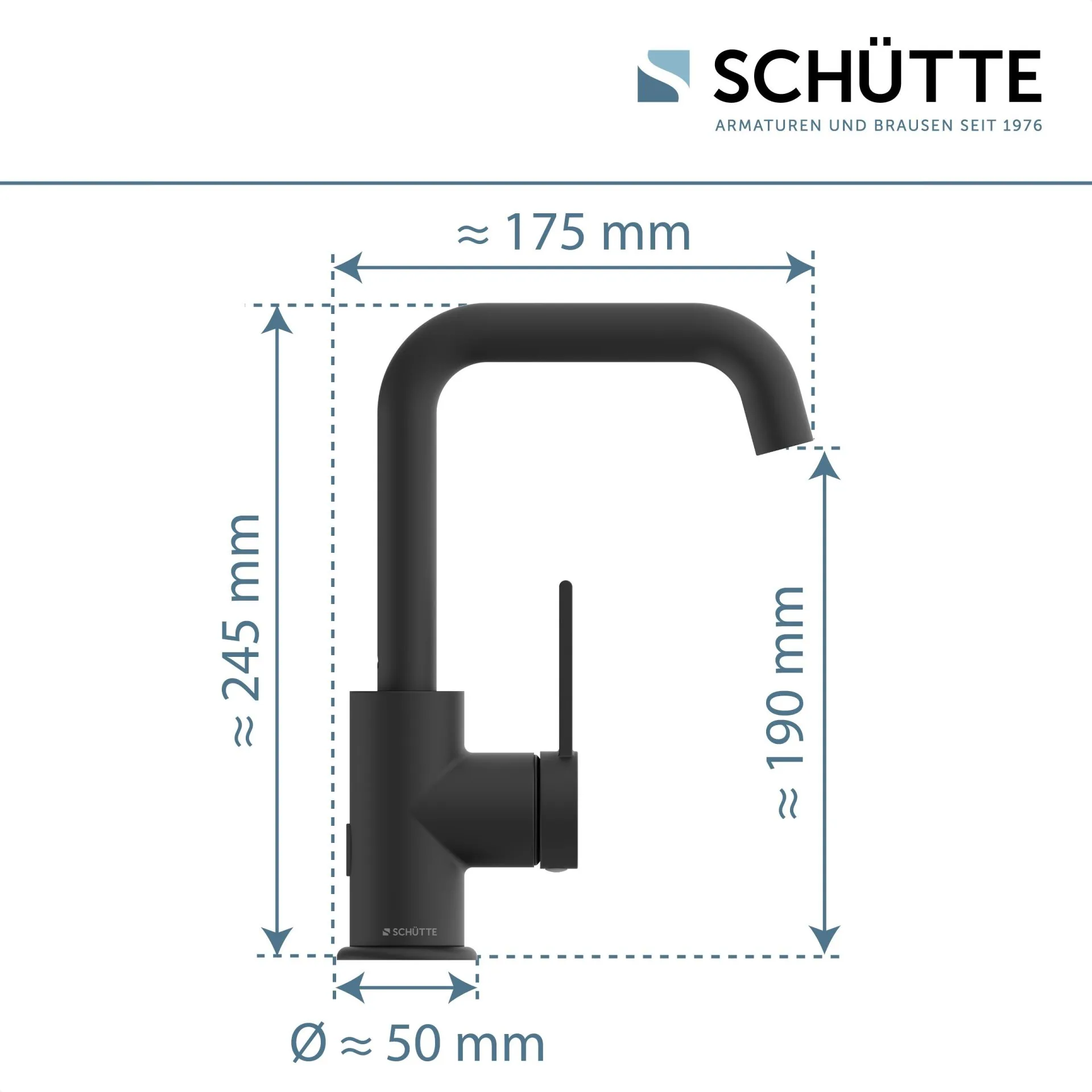 SCHÜTTE LOS ANGELES Waschtischarmatur, Schwarz matt, schwenkbar