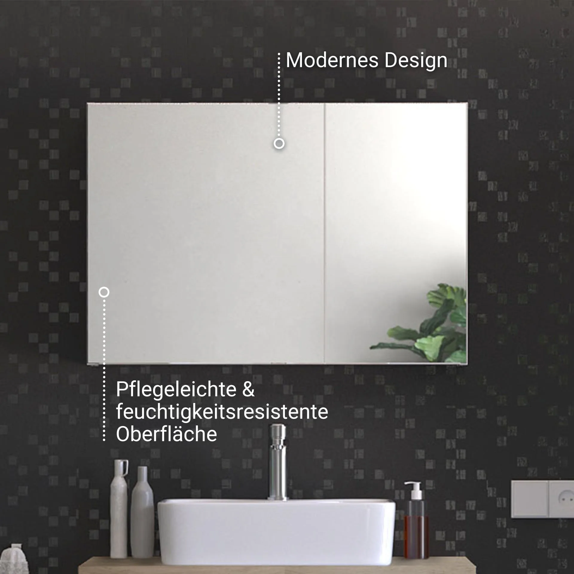 BADEDU GERS Spiegelschrank 80 cm breit, Weiß
