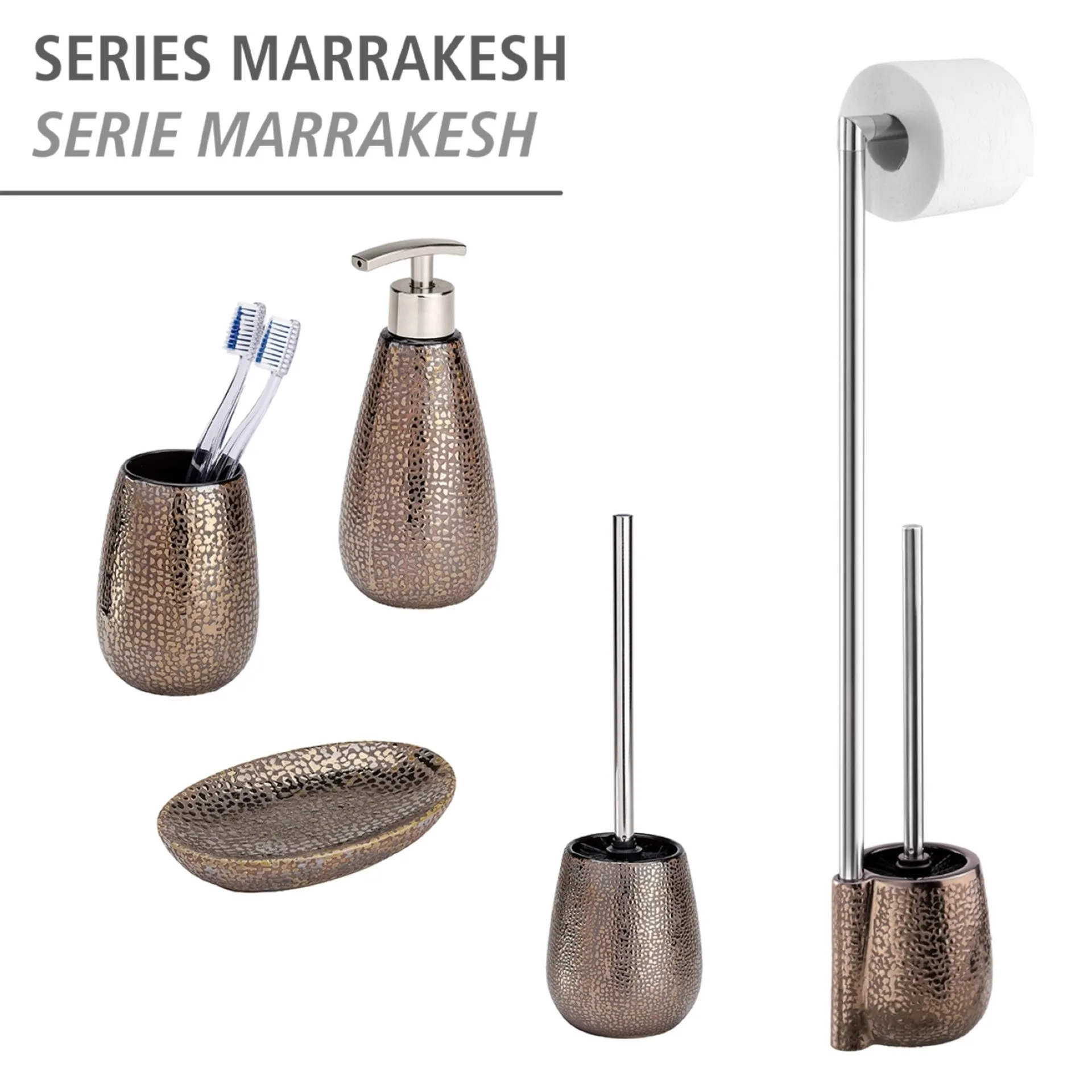 WENKO MARRAKESH WC-Garnitur, Braun, Keramik