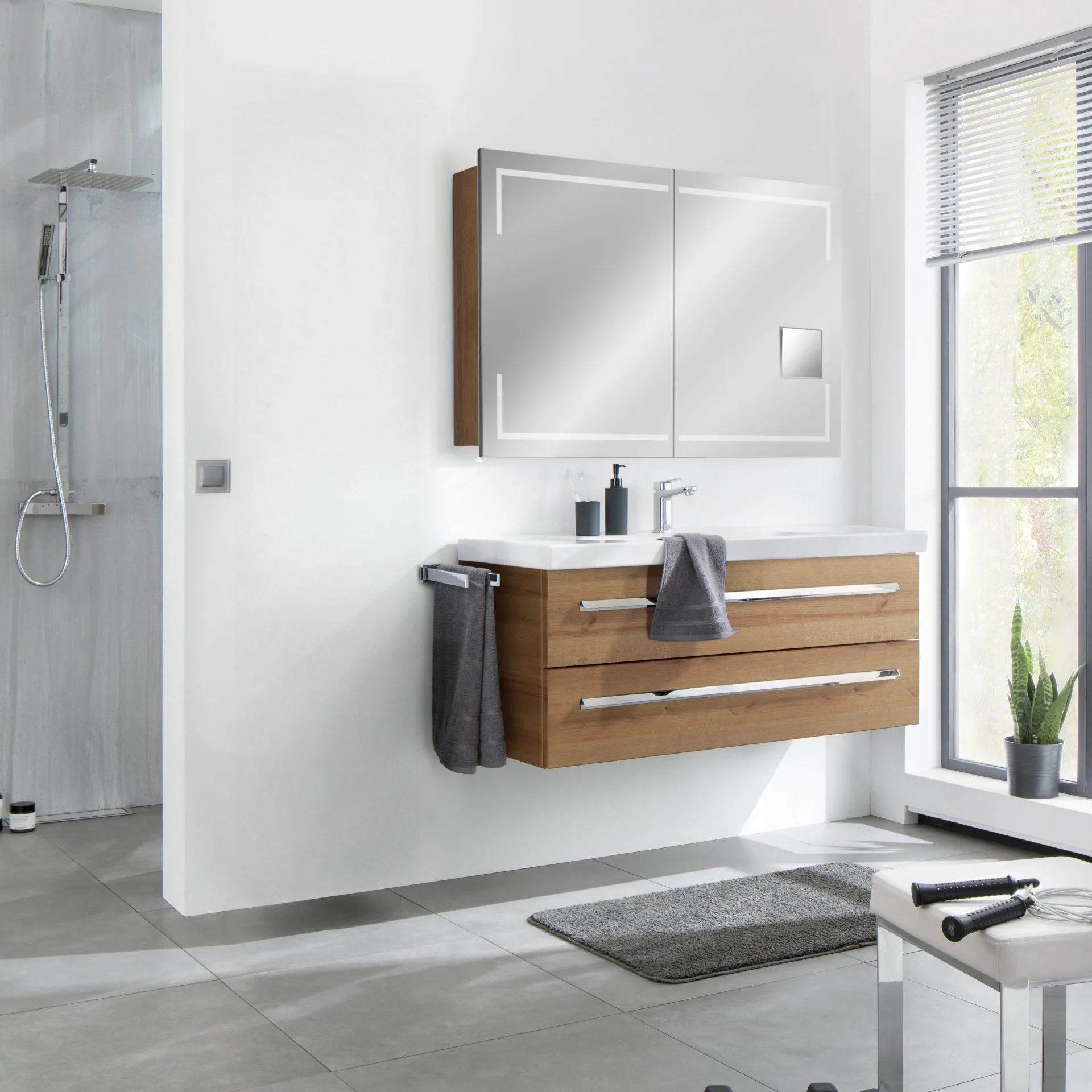 LANZET K1 Waschbecken Keramik 121 cm, Weiß