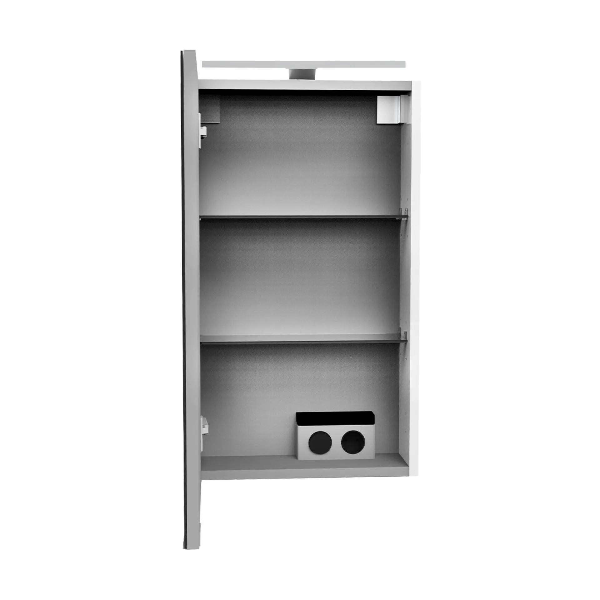 FACKELMANN SBC SCENO Gäste WC Spiegelschrank 40 cm breit, Weiß, Türanschlag links + Aufsatzleuchte