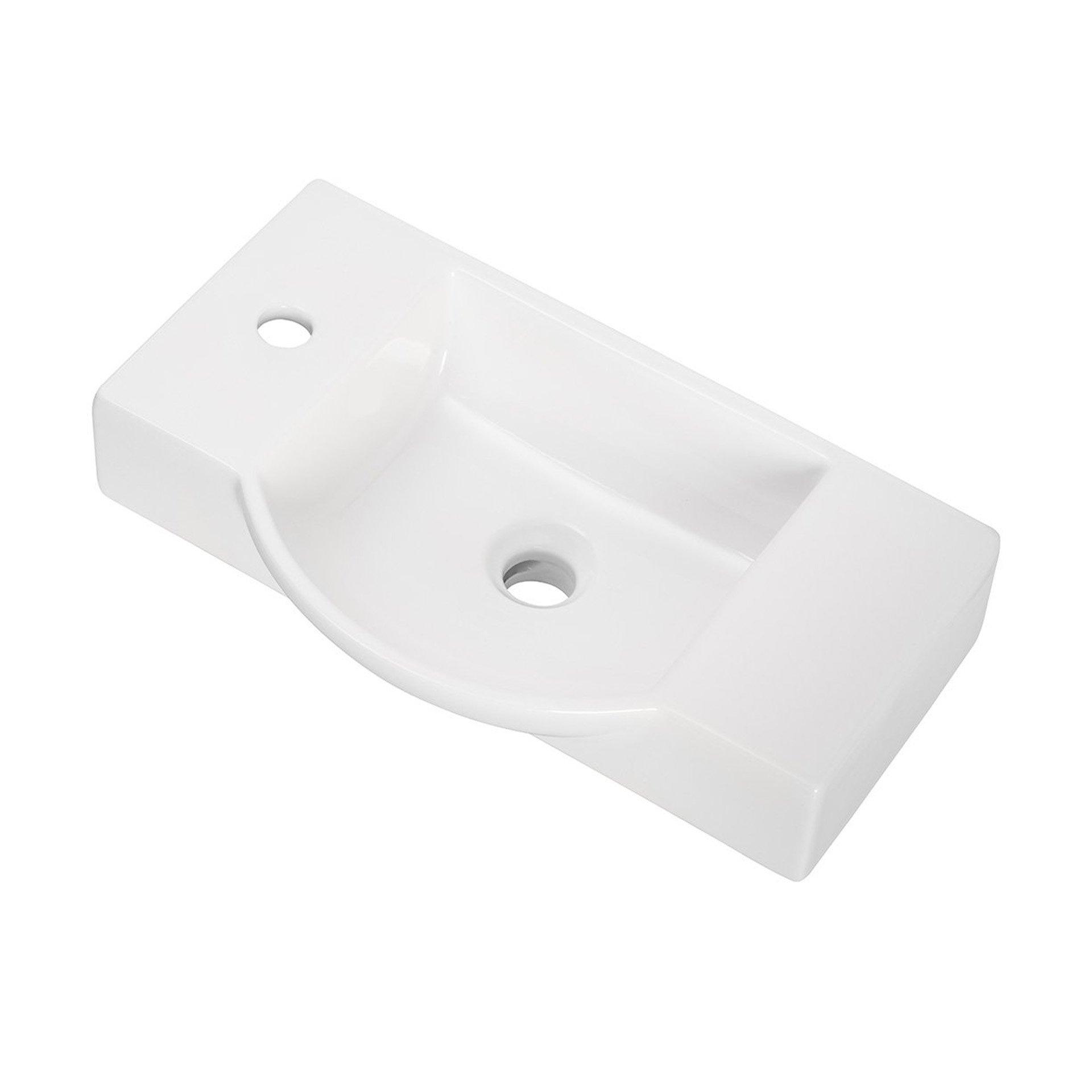 Fackelmann SBC STANFORD Gäste WC Set 2-teilig 55 cm, Braun hell, 2 Türen, Keramik Hahnloch links