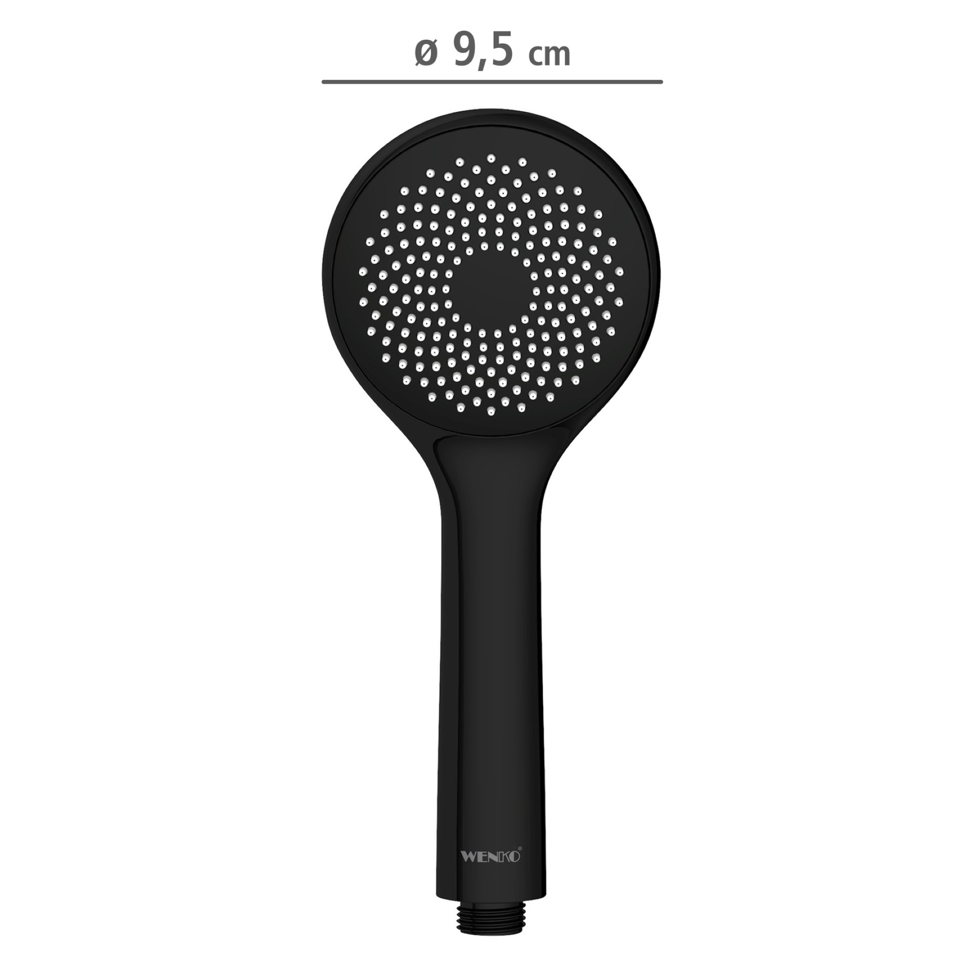 WENKO Duschkopf Ø 9,5 cm, Schwarz, mit Wassersparsystem