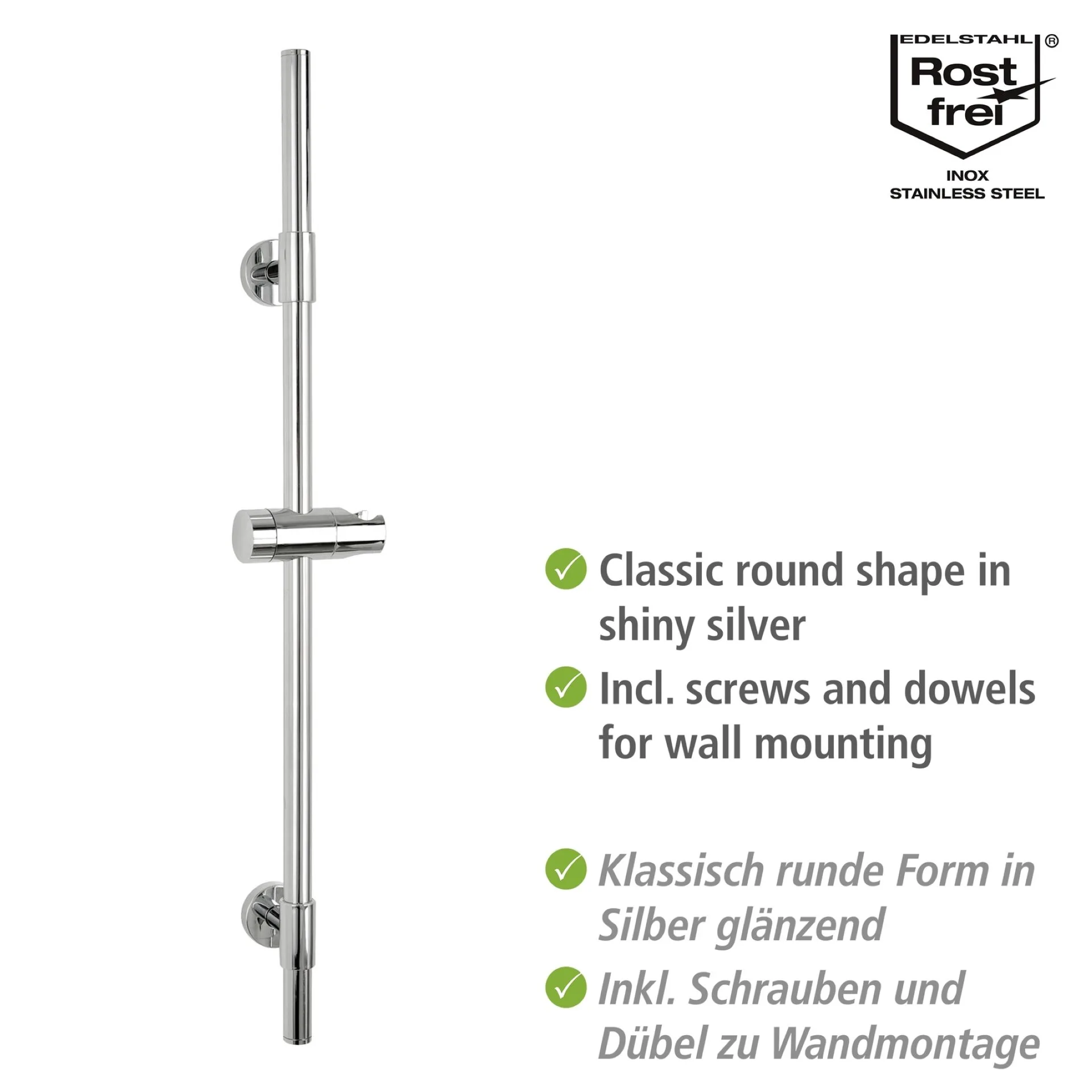 WENKO BASIC Duschstange 66 cm, Chrom