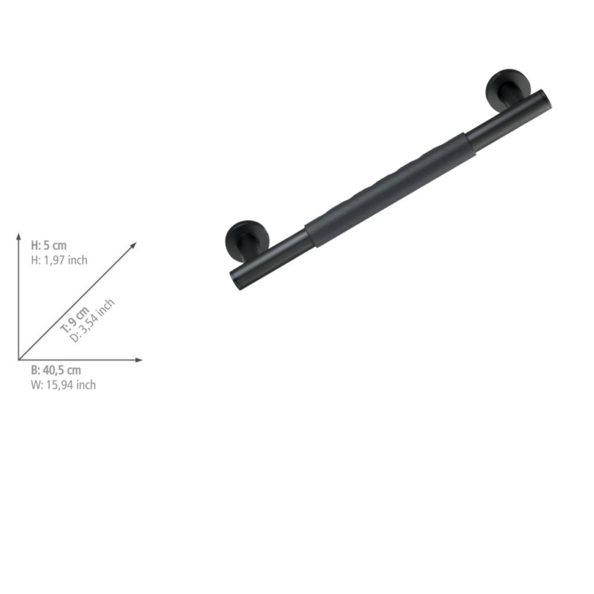 WENKO SECURA Wandhaltegriff 40,5 cm, Schwarz