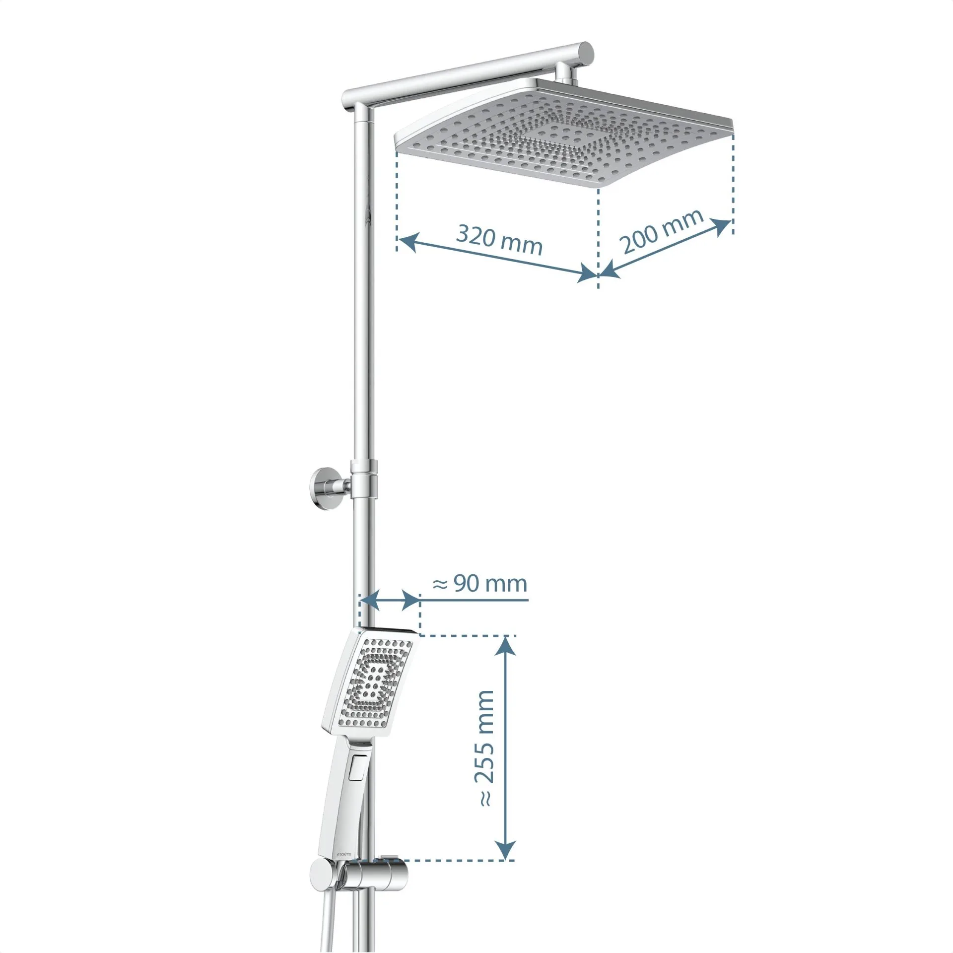 SCHÜTTE TRENTO Überkopf-Brauseset, Chrom, mit Duschthermostat