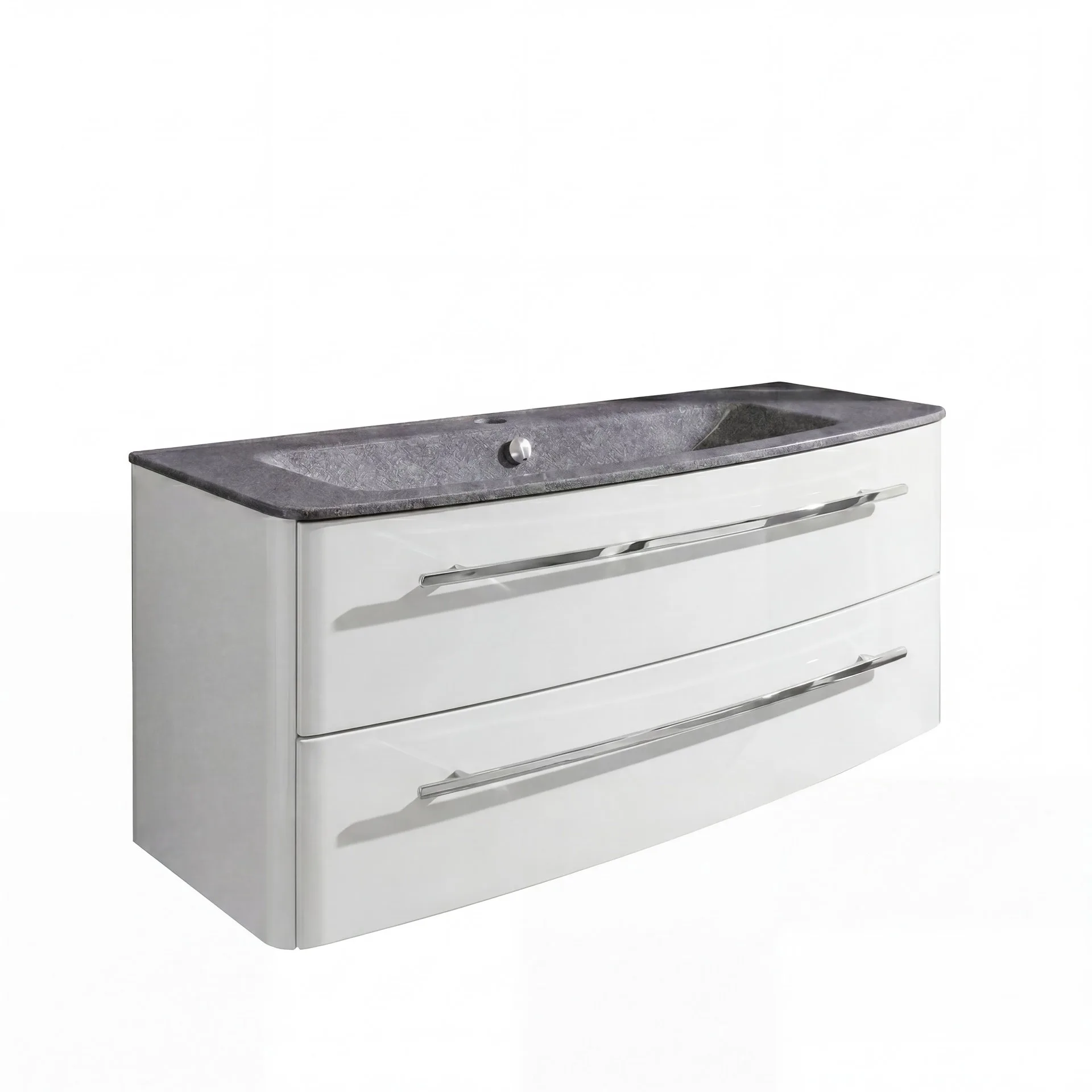 LANZET CLASSICO Waschbecken mit Unterschrank 100 cm breit, Weiß, Waschbecken Gussmarmor Grau